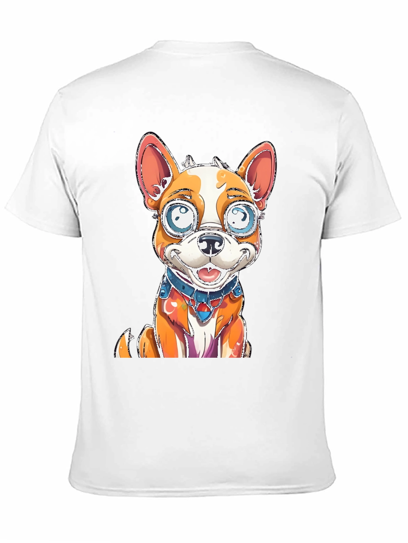 Cartoon Dog Graphic Tee - Black Cotton Blend Shirt