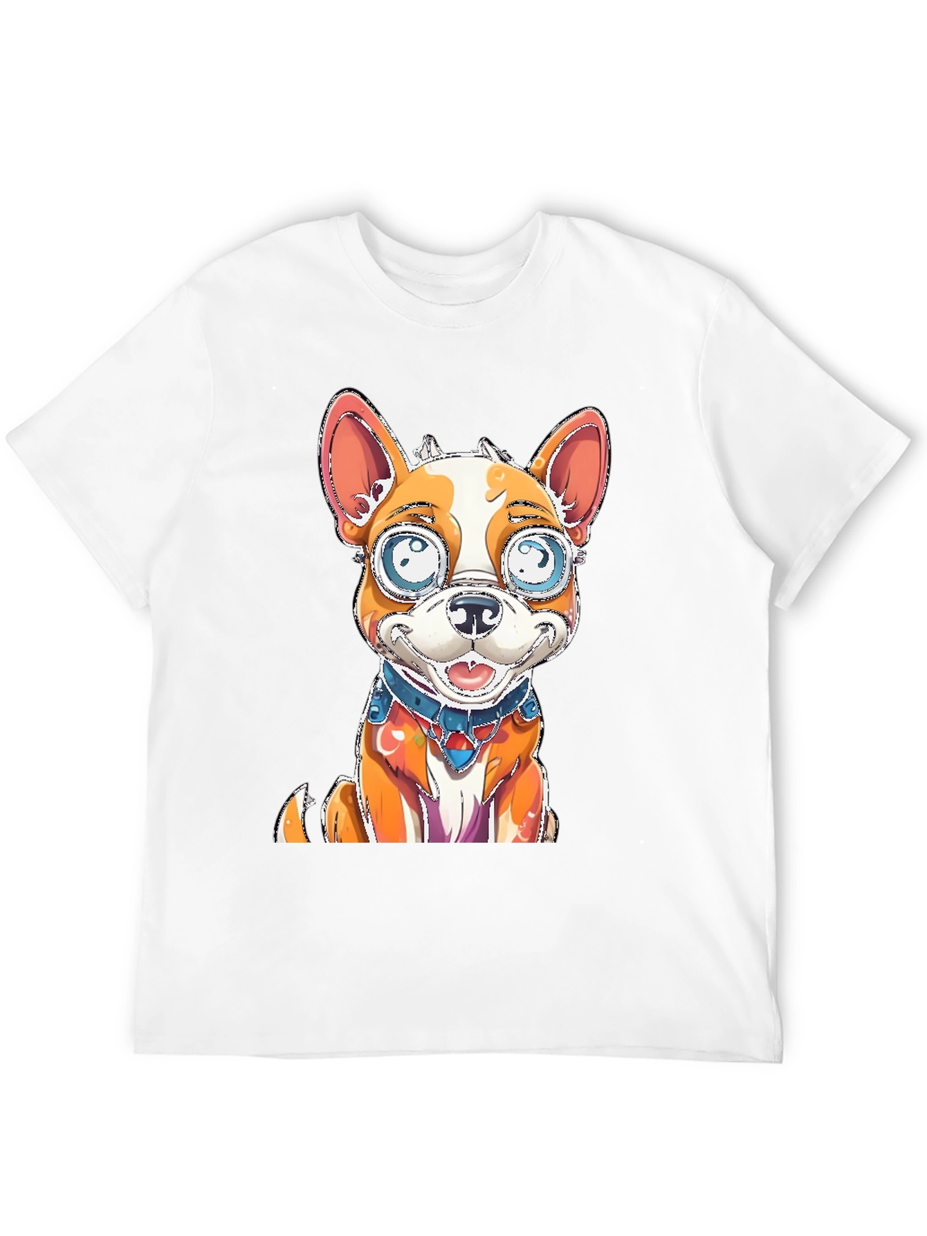 Cartoon Dog Graphic Tee - Black Cotton Blend Shirt