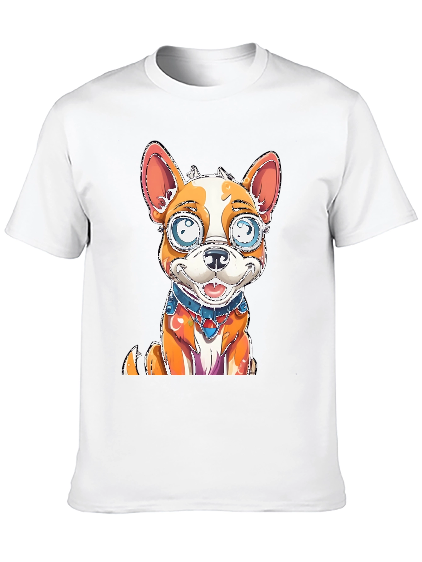 Cartoon Dog Graphic Tee - Black Cotton Blend Shirt