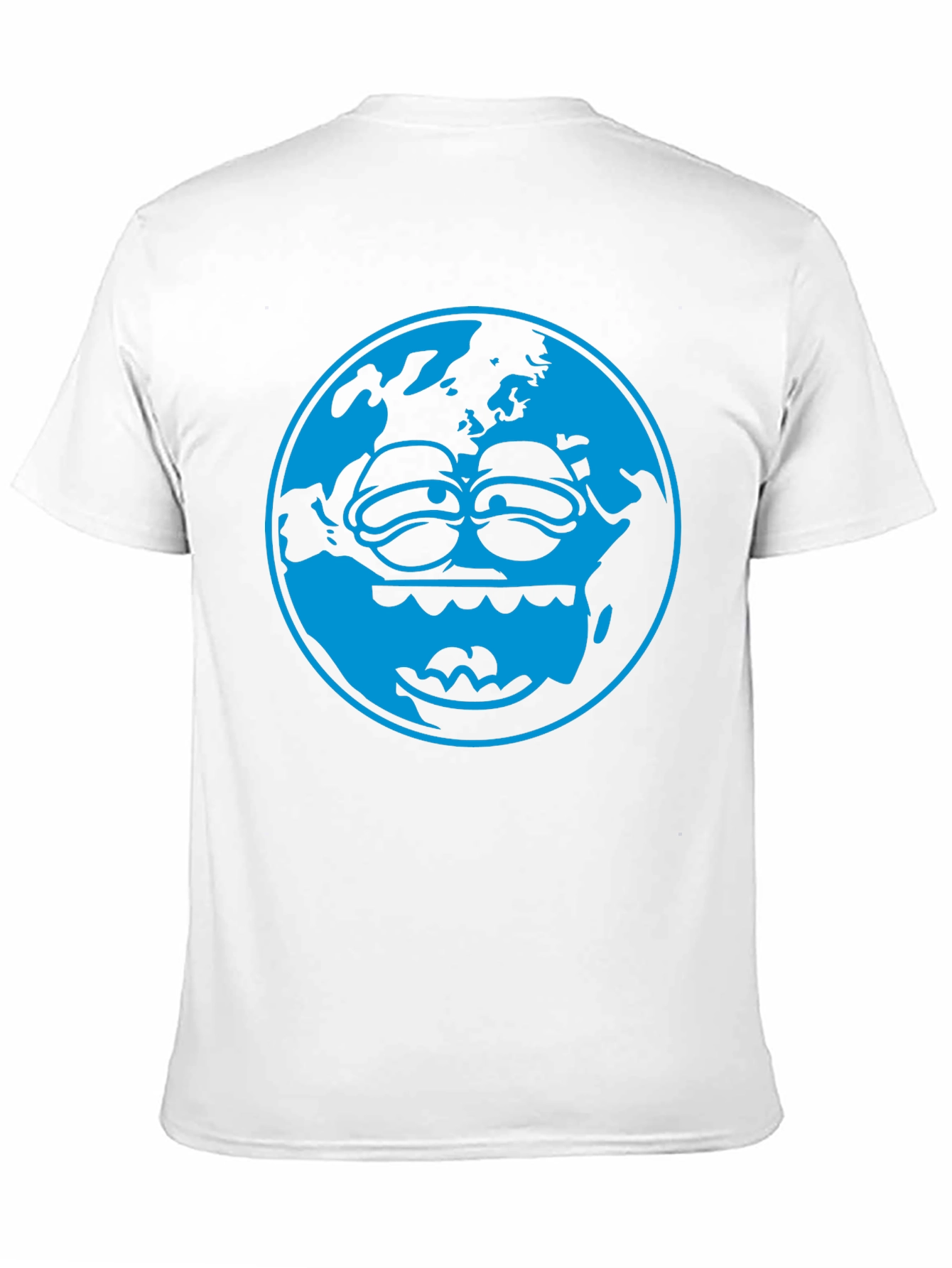 Cartoon Earth Graphic Tee - Black Cotton T-Shirt