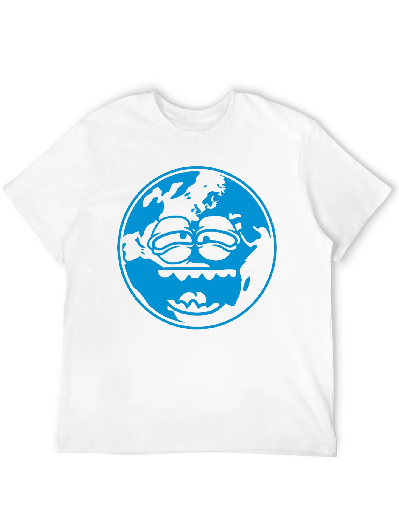 Cartoon Earth Graphic Tee - Black Cotton T-Shirt