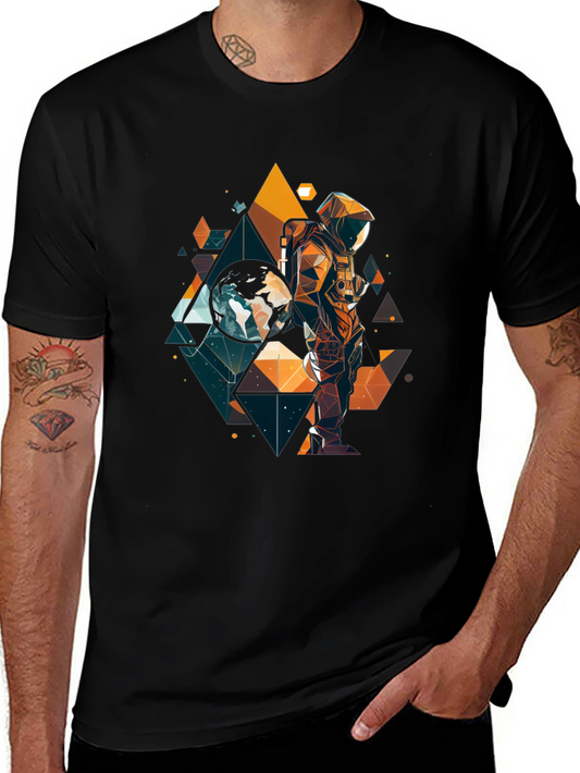 Geometric Astronaut Graphic T-Shirt - Space Explorer Tee