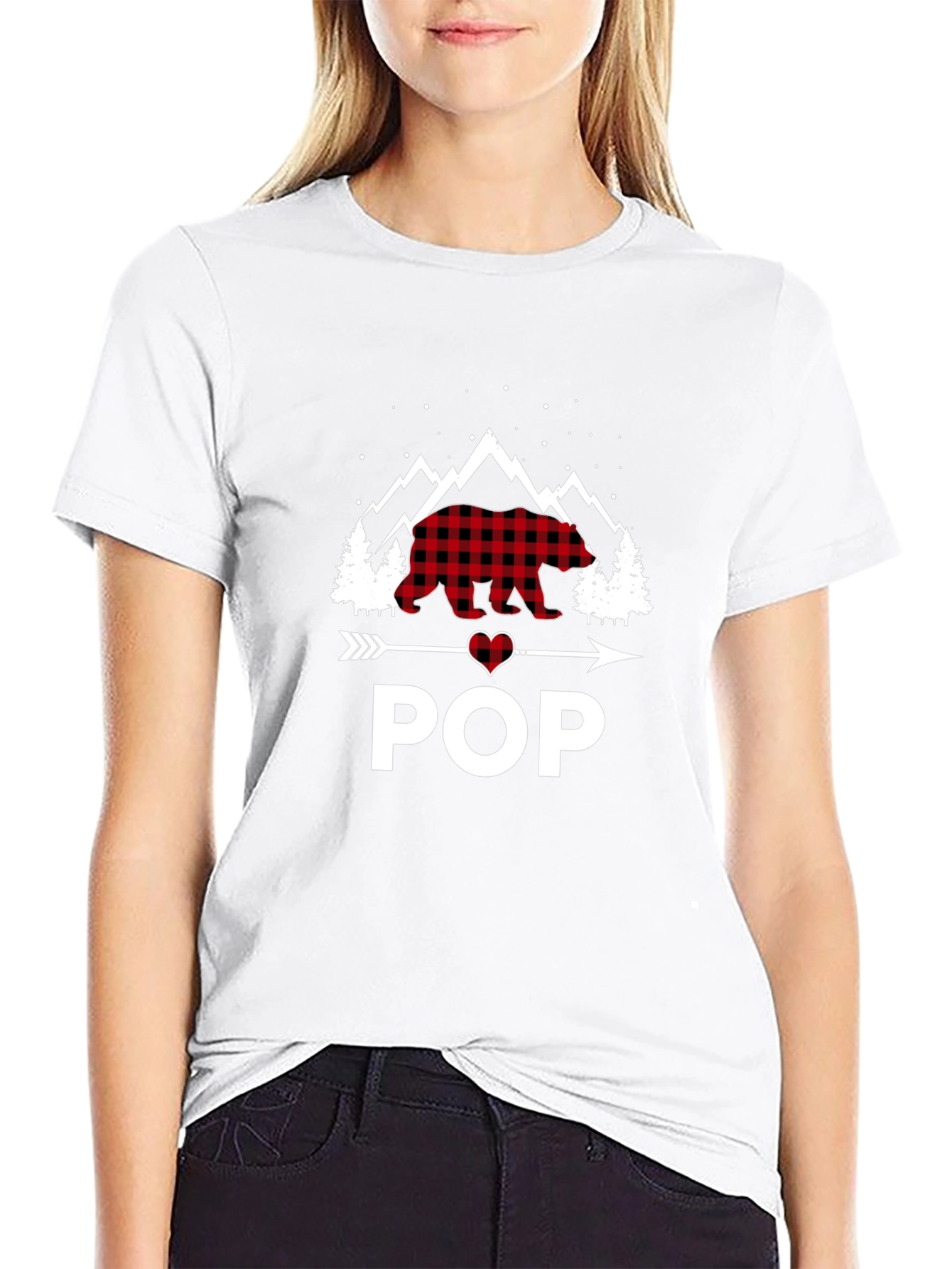 Bear Pop Graphic Tee - Lumberjack Plaid Design