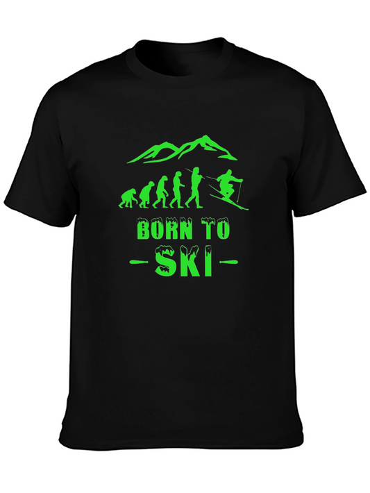 Born To Ski Black Graphic T-Shirt