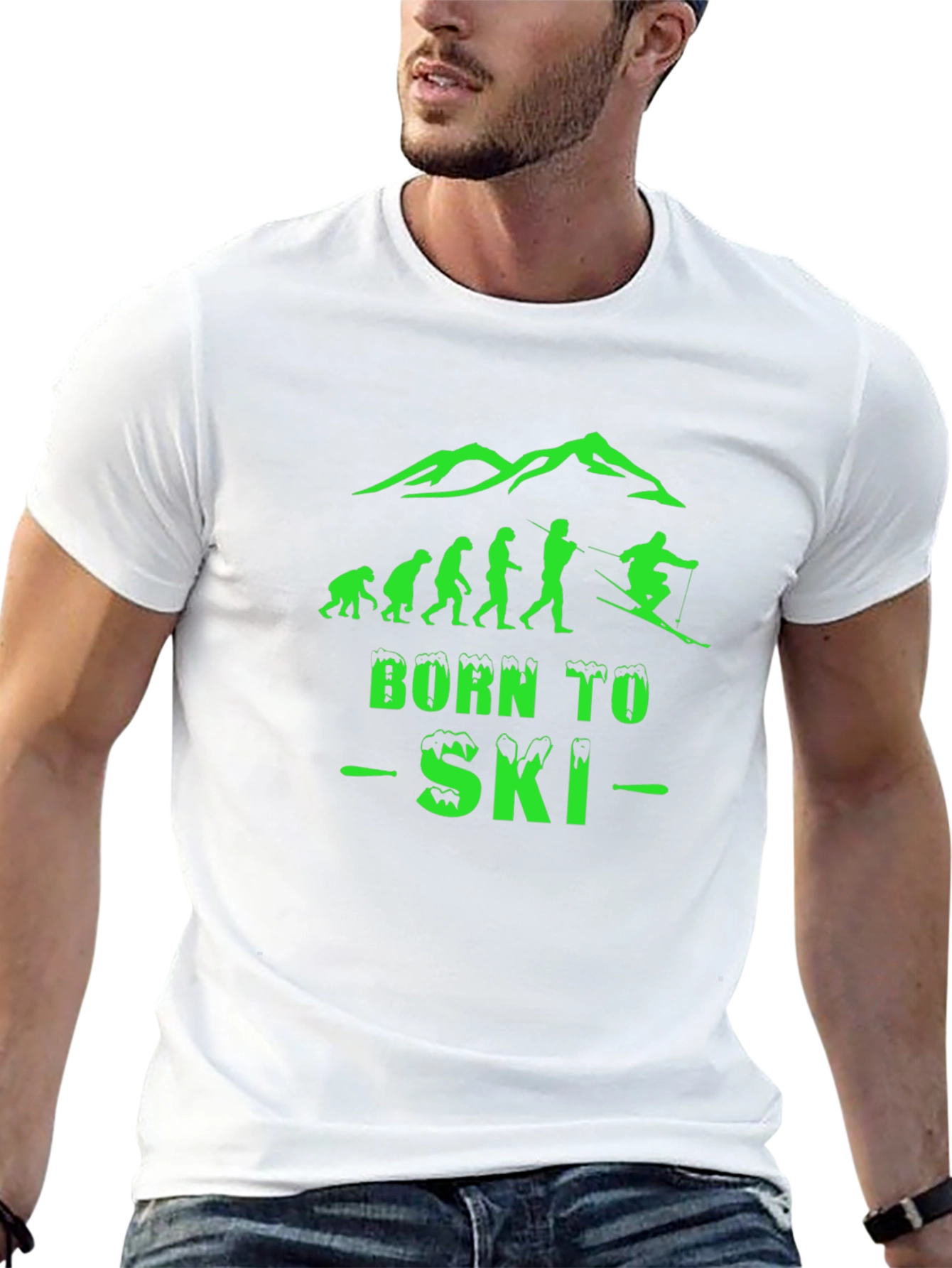 Born To Ski Black Graphic T-Shirt