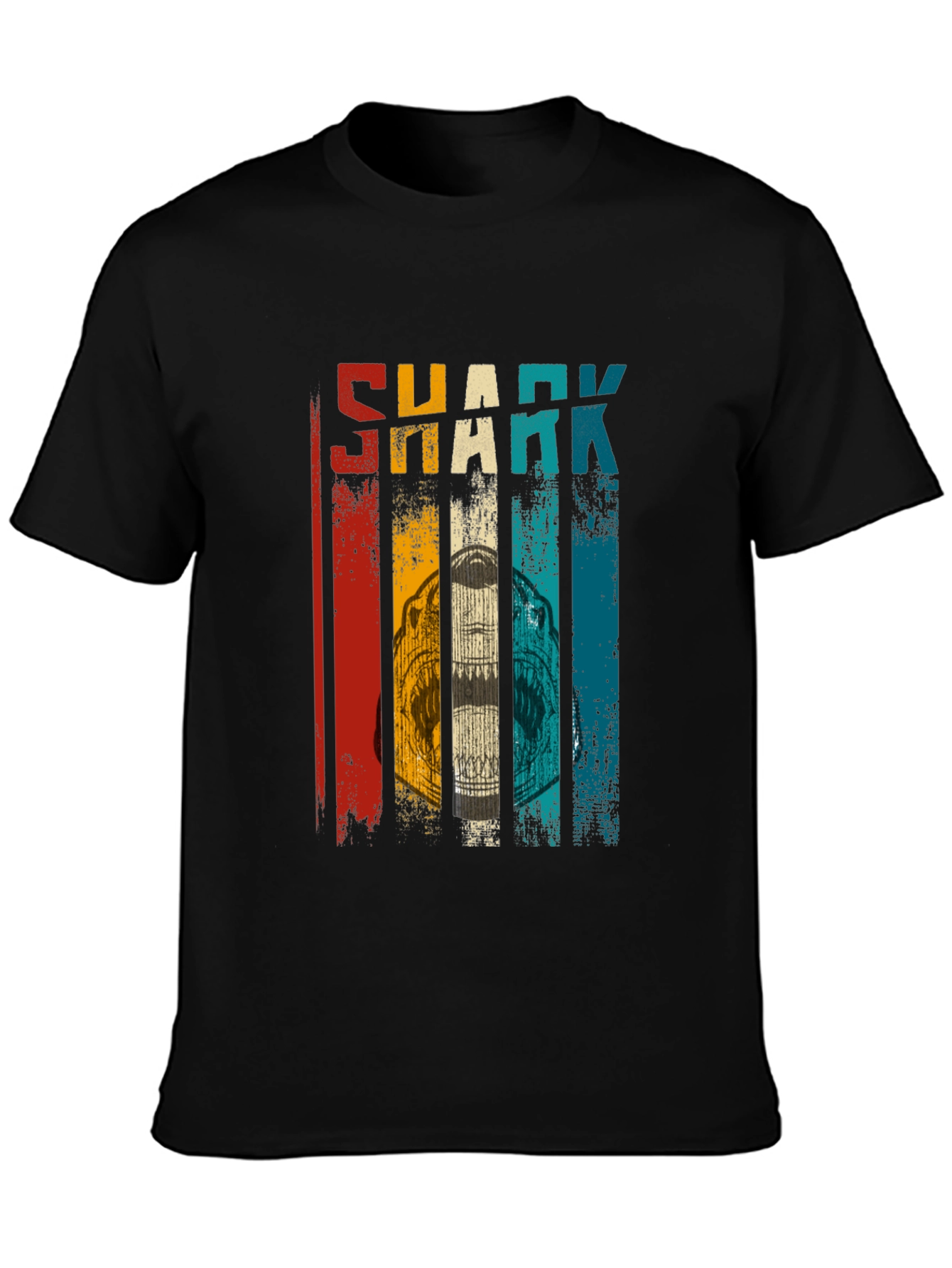 Retro Shark Graphic Tee - Mens Black T-Shirt