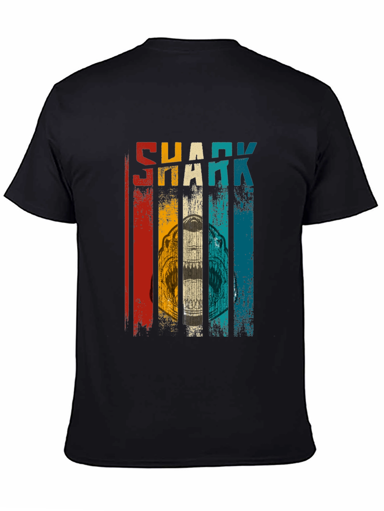 Retro Shark Graphic Tee - Mens Black T-Shirt