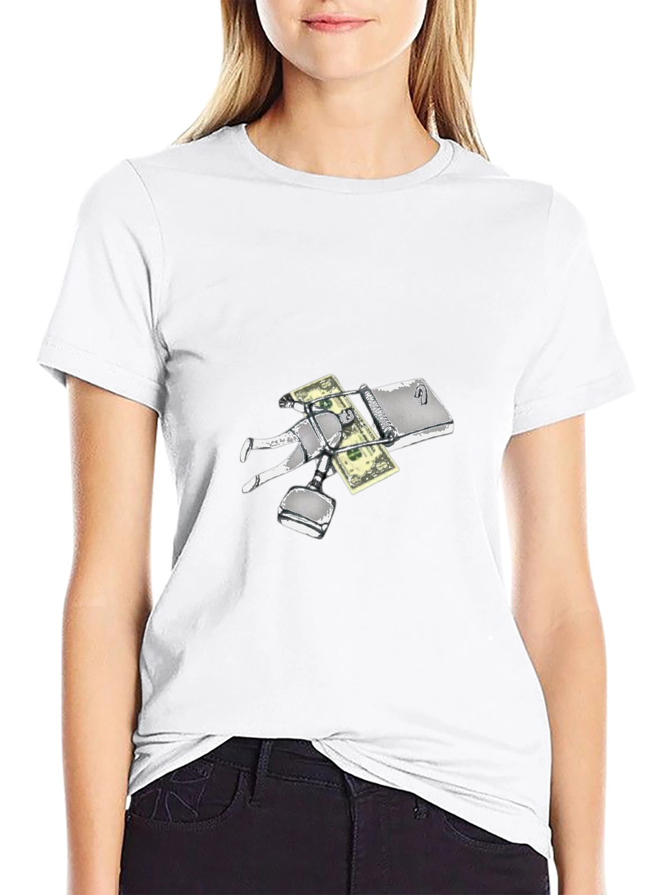 Money Trap Graphic Tee - Black Cotton Casual Top