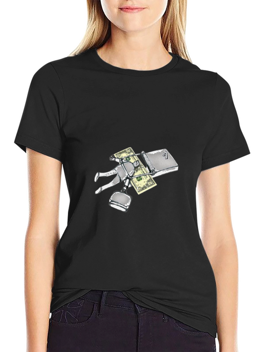 Money Trap Graphic Tee - Black Cotton Casual Top
