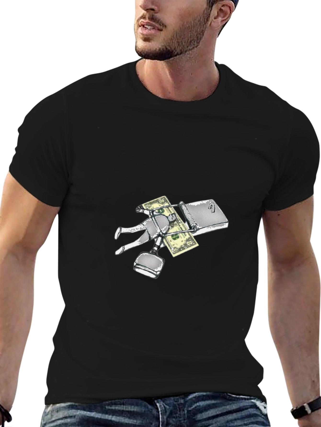 Money Trap Graphic Tee - Black Cotton Casual Top