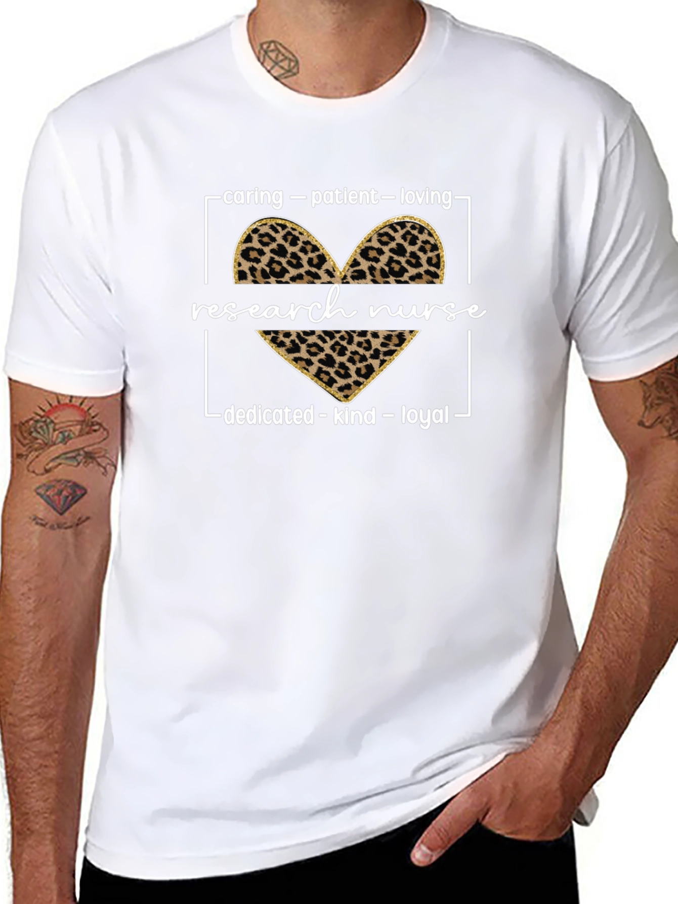 Research Nurse Leopard Heart Graphic Tee