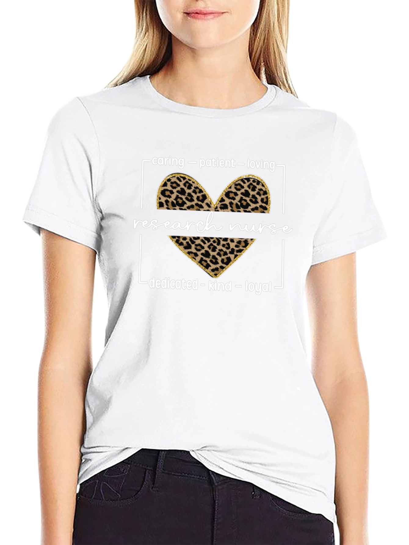 Research Nurse Leopard Heart Graphic Tee