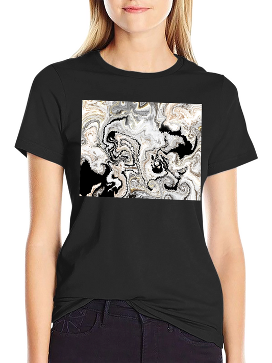 Abstract Art Graphic Tee - Black Cotton T-Shirt