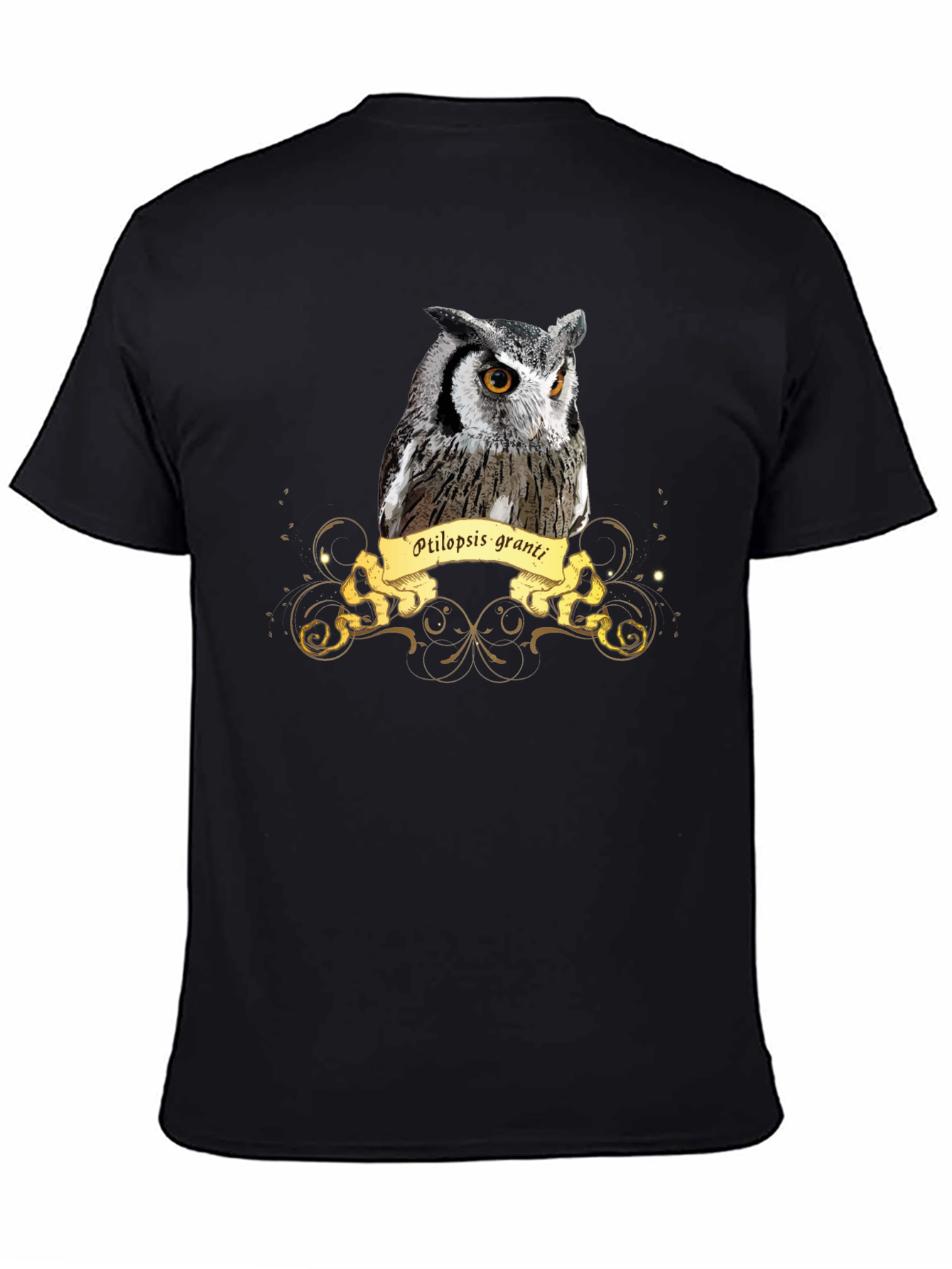 Owl Print Black T-Shirt