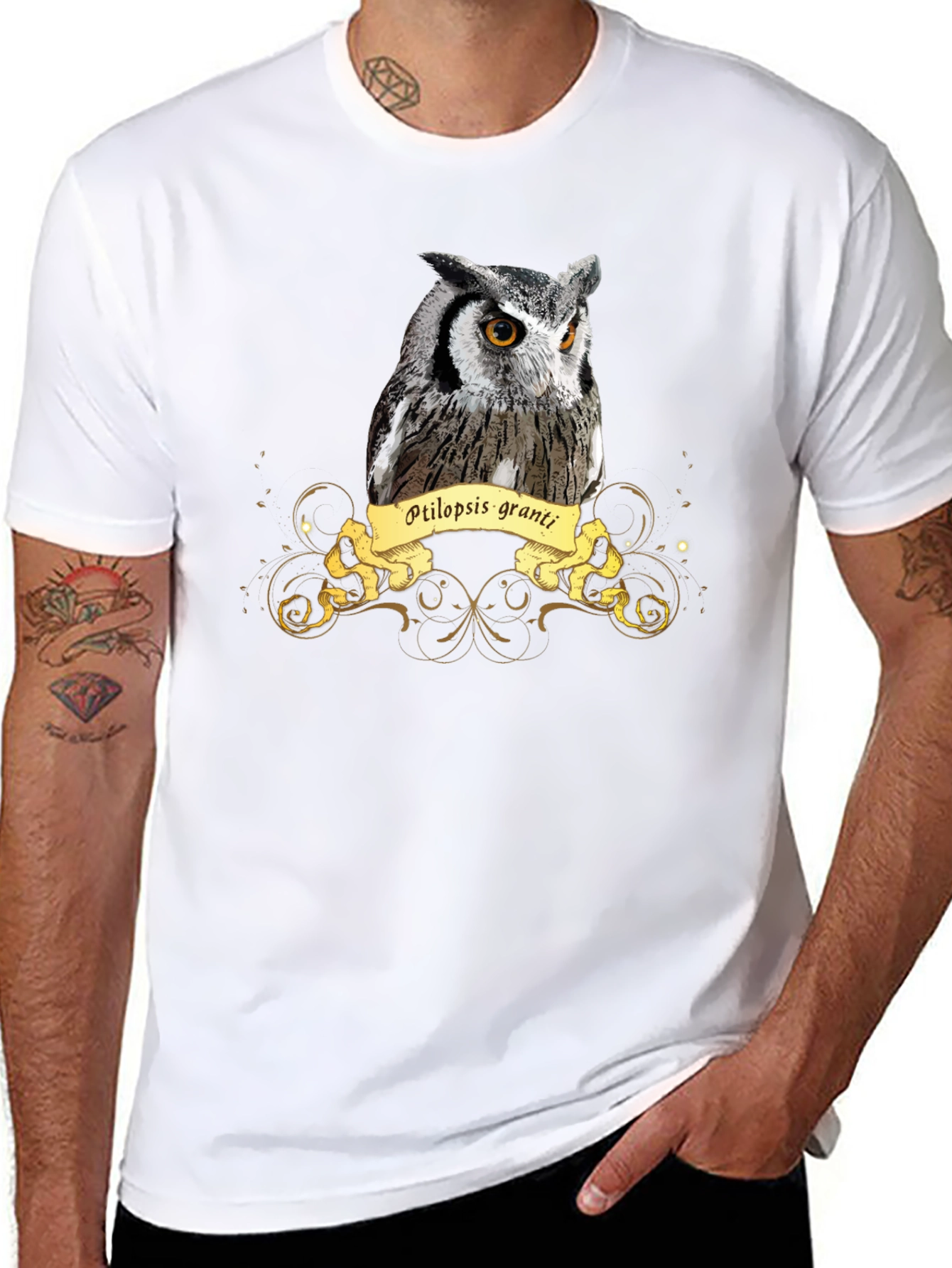 Owl Print Black T-Shirt
