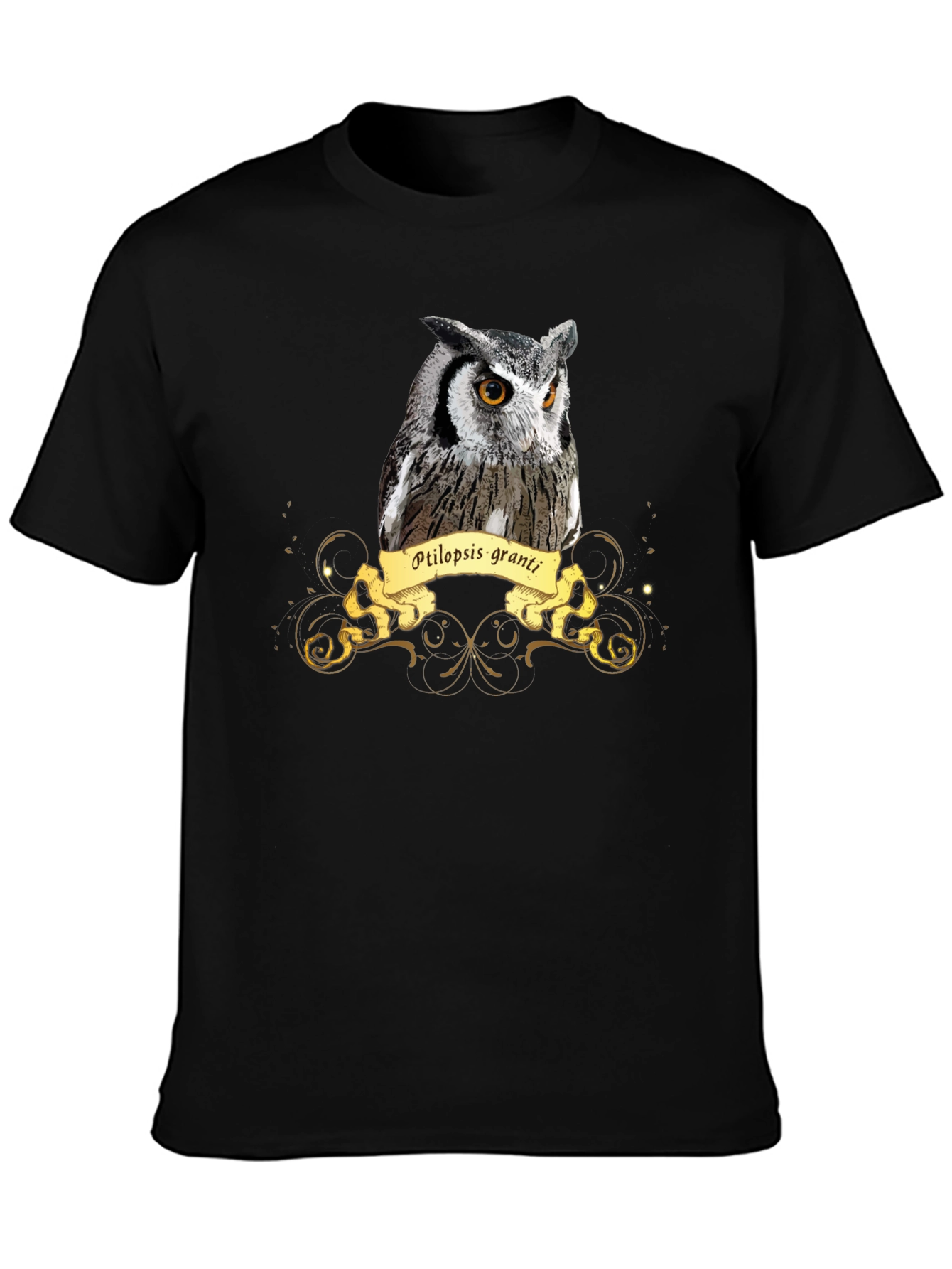 Owl Print Black T-Shirt