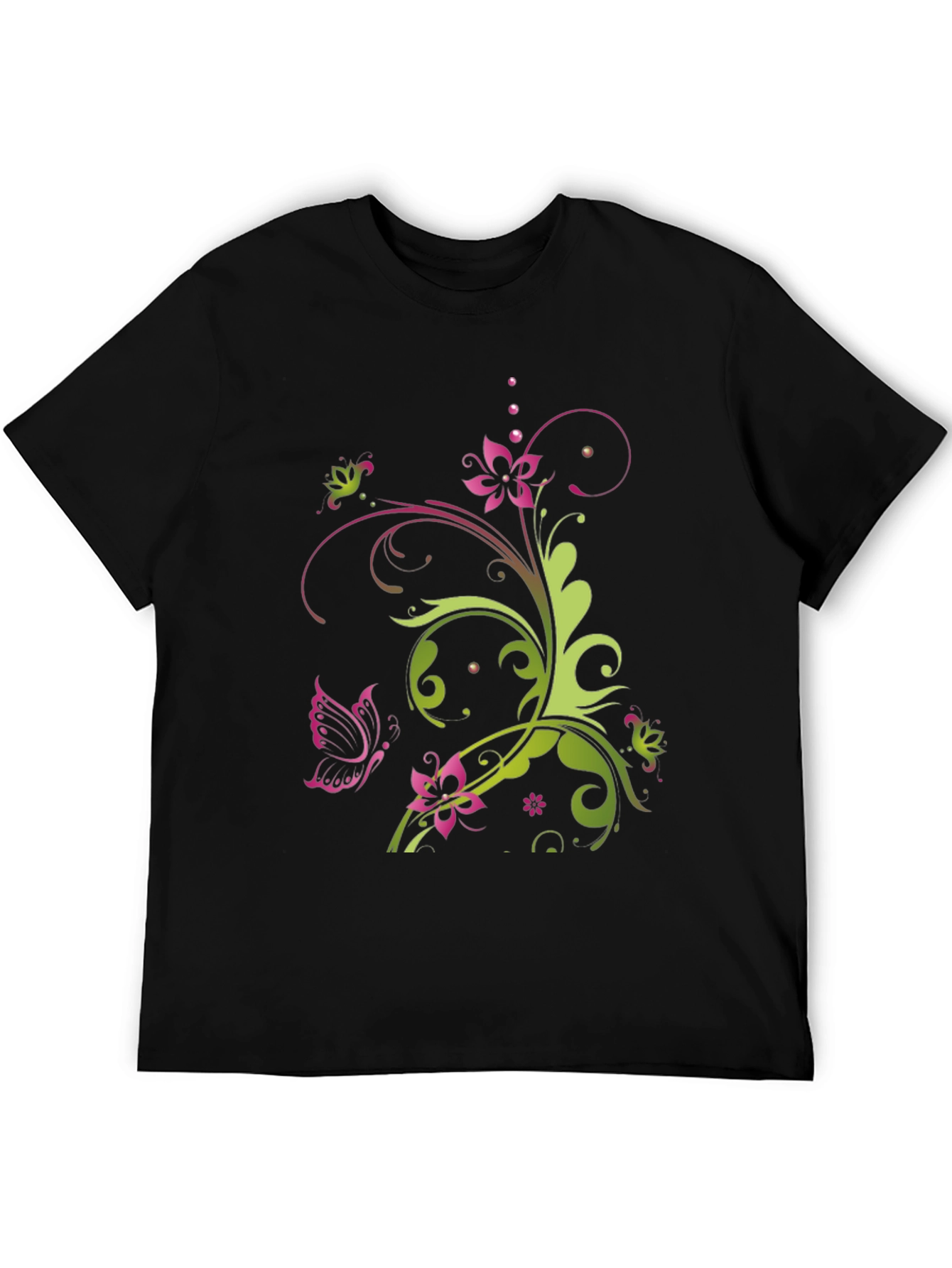 Floral Butterfly Graphic T-Shirt - Stylish Casual Wear