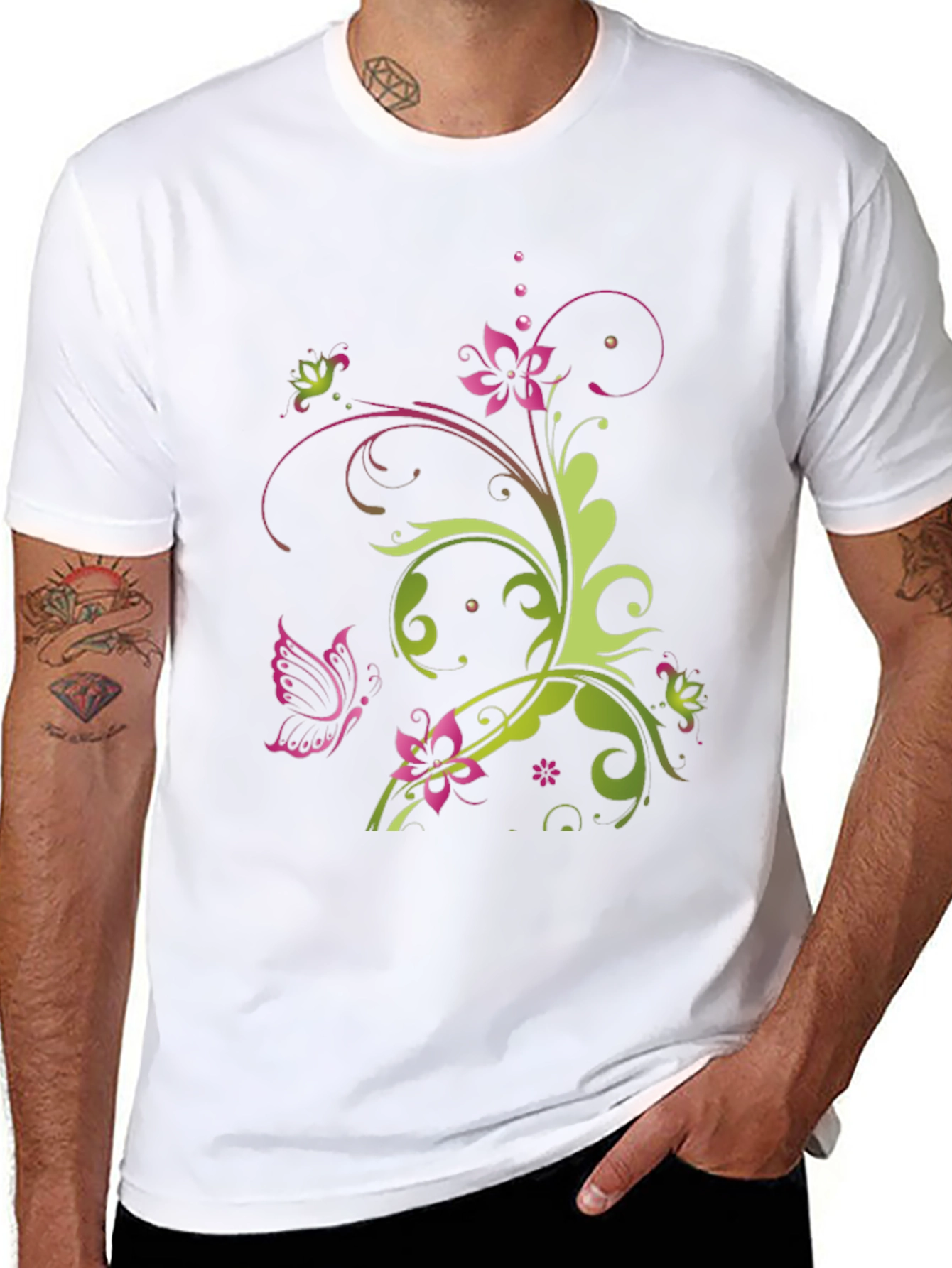 Floral Butterfly Graphic T-Shirt - Stylish Casual Wear