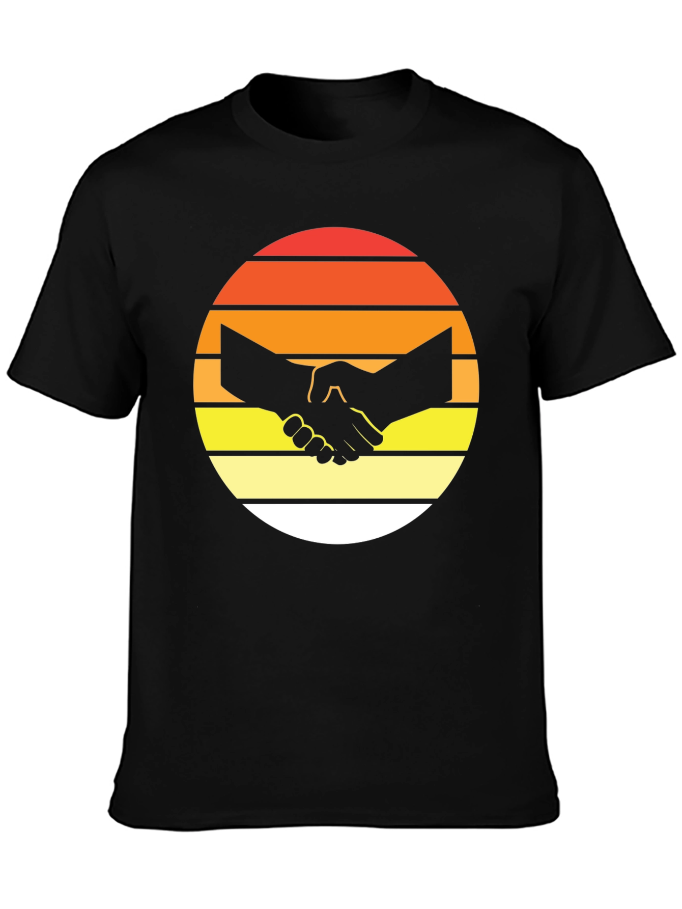 Sunset Handshake Graphic Black T-Shirt