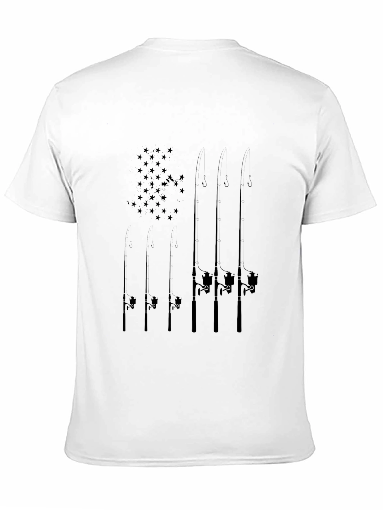 Fishing Rod Flag Graphic Tee - Black