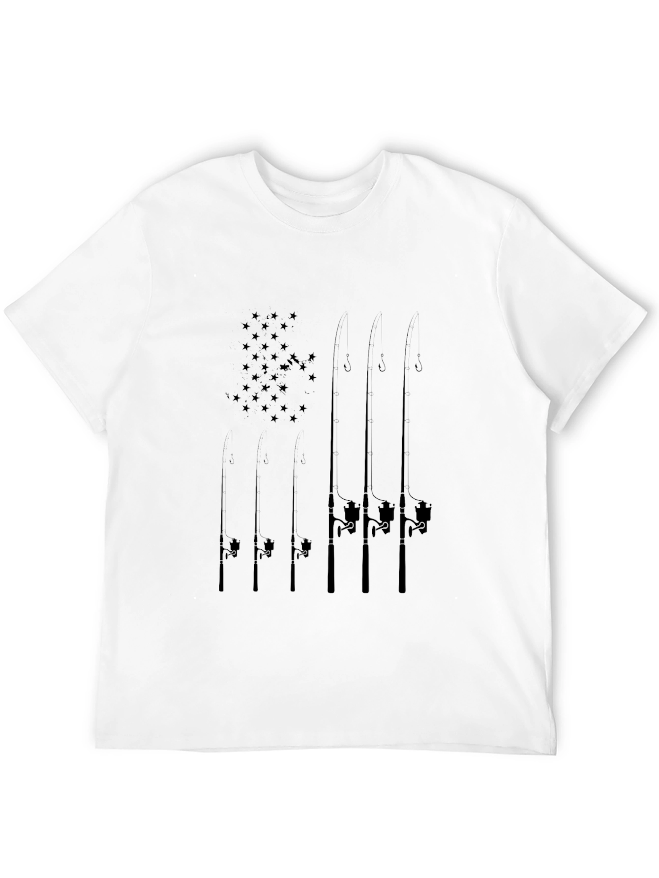 Fishing Rod Flag Graphic Tee - Black
