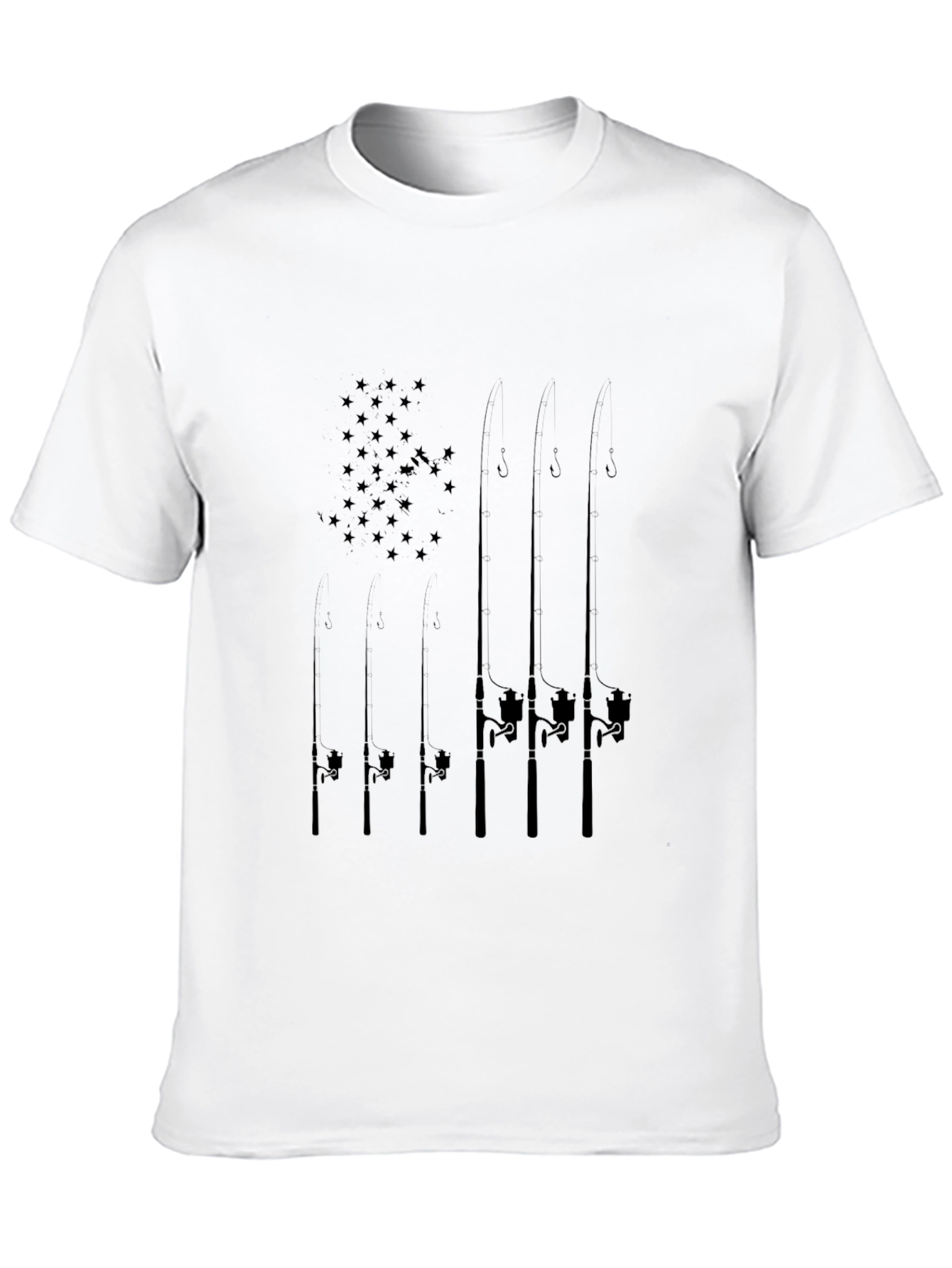 Fishing Rod Flag Graphic Tee - Black