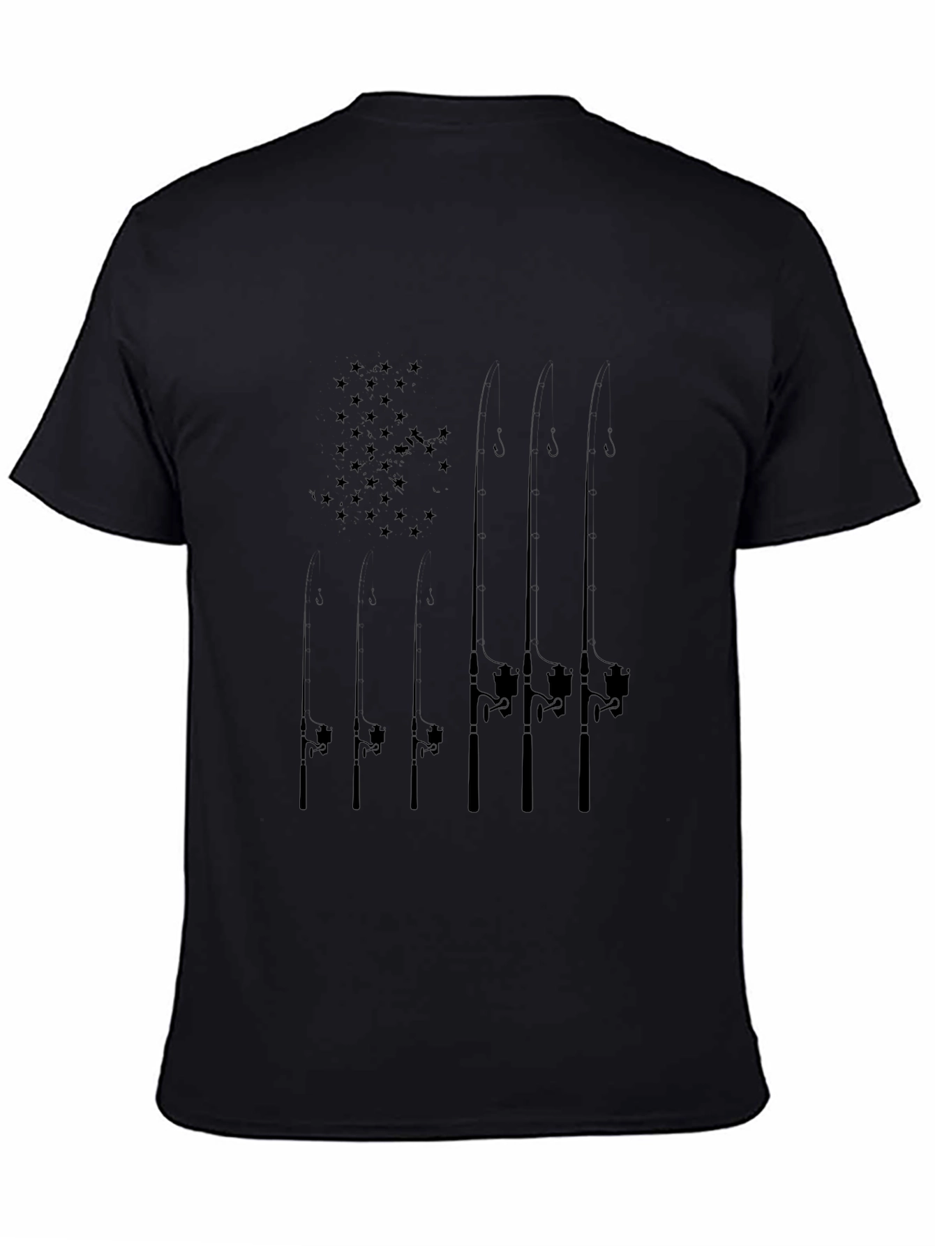 Fishing Rod Flag Graphic Tee - Black