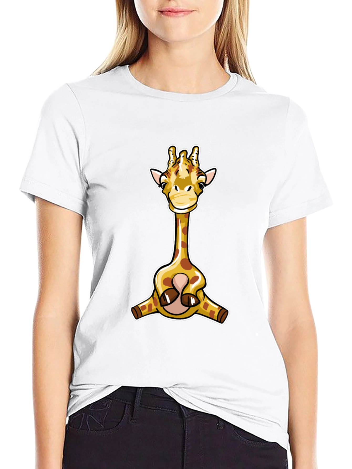 Giraffe Graphic T-Shirt - Black Cotton Tee