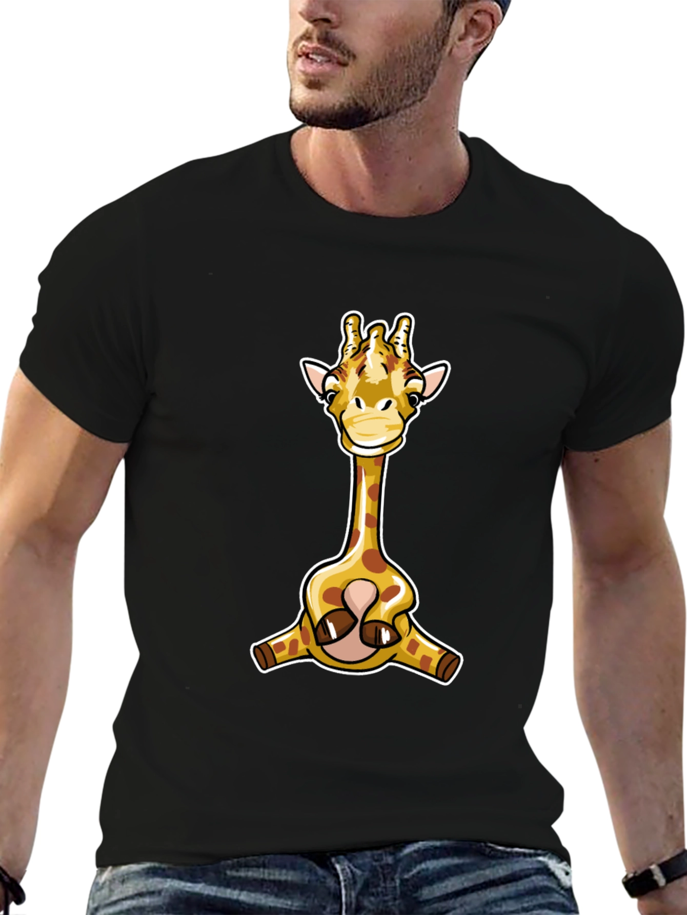 Giraffe Graphic T-Shirt - Black Cotton Tee