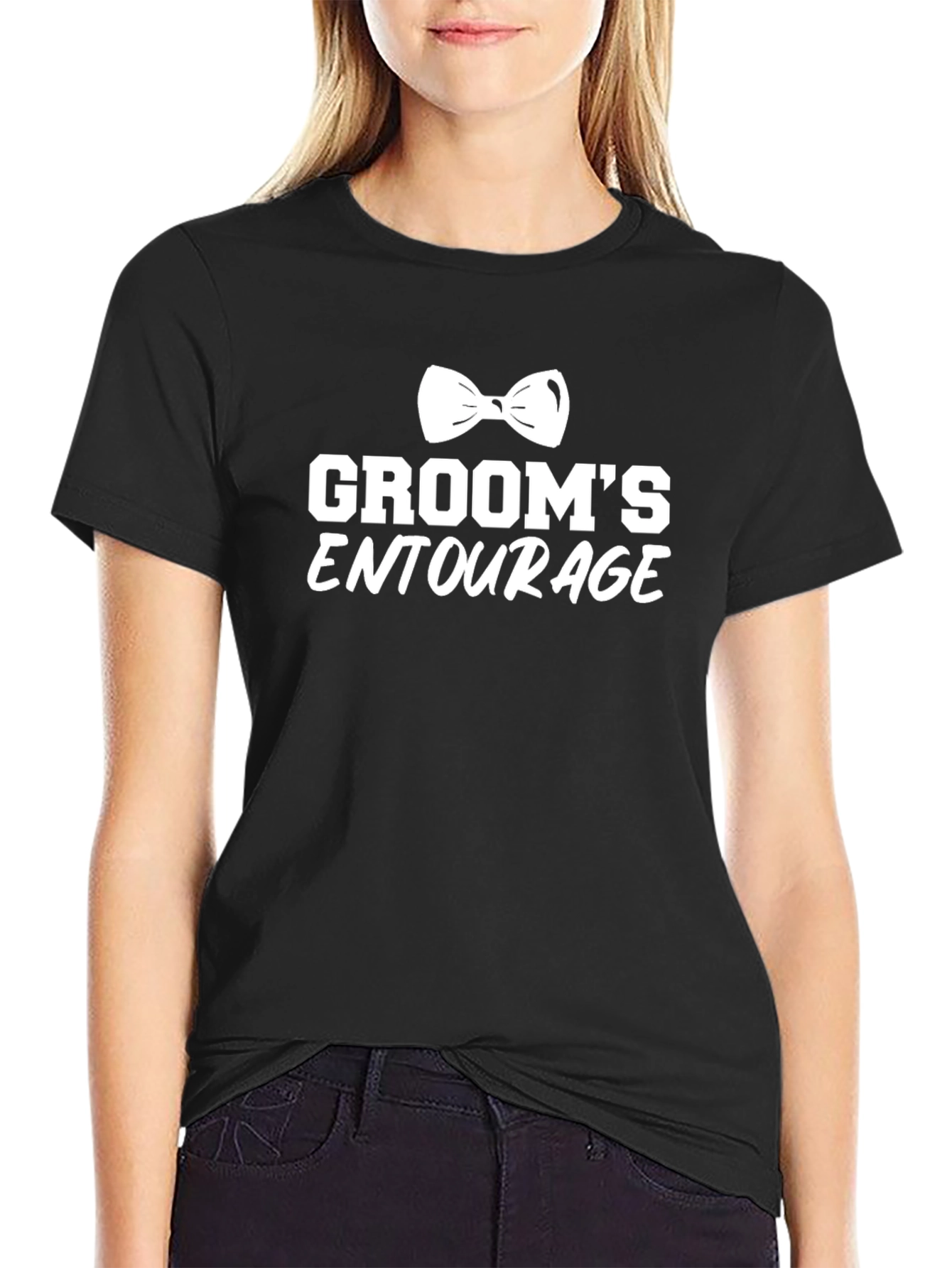 Grooms Entourage Black Cotton T-Shirt