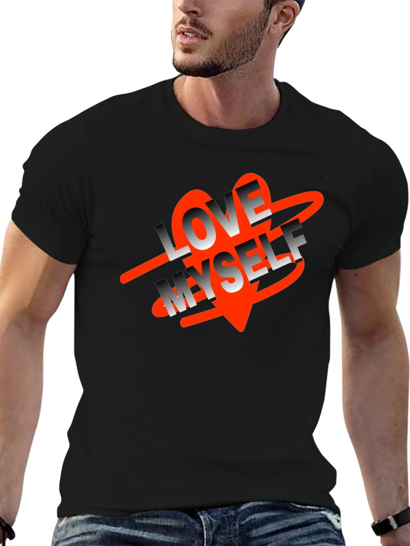 Love Myself Graphic Tee - Black Cotton T-Shirt