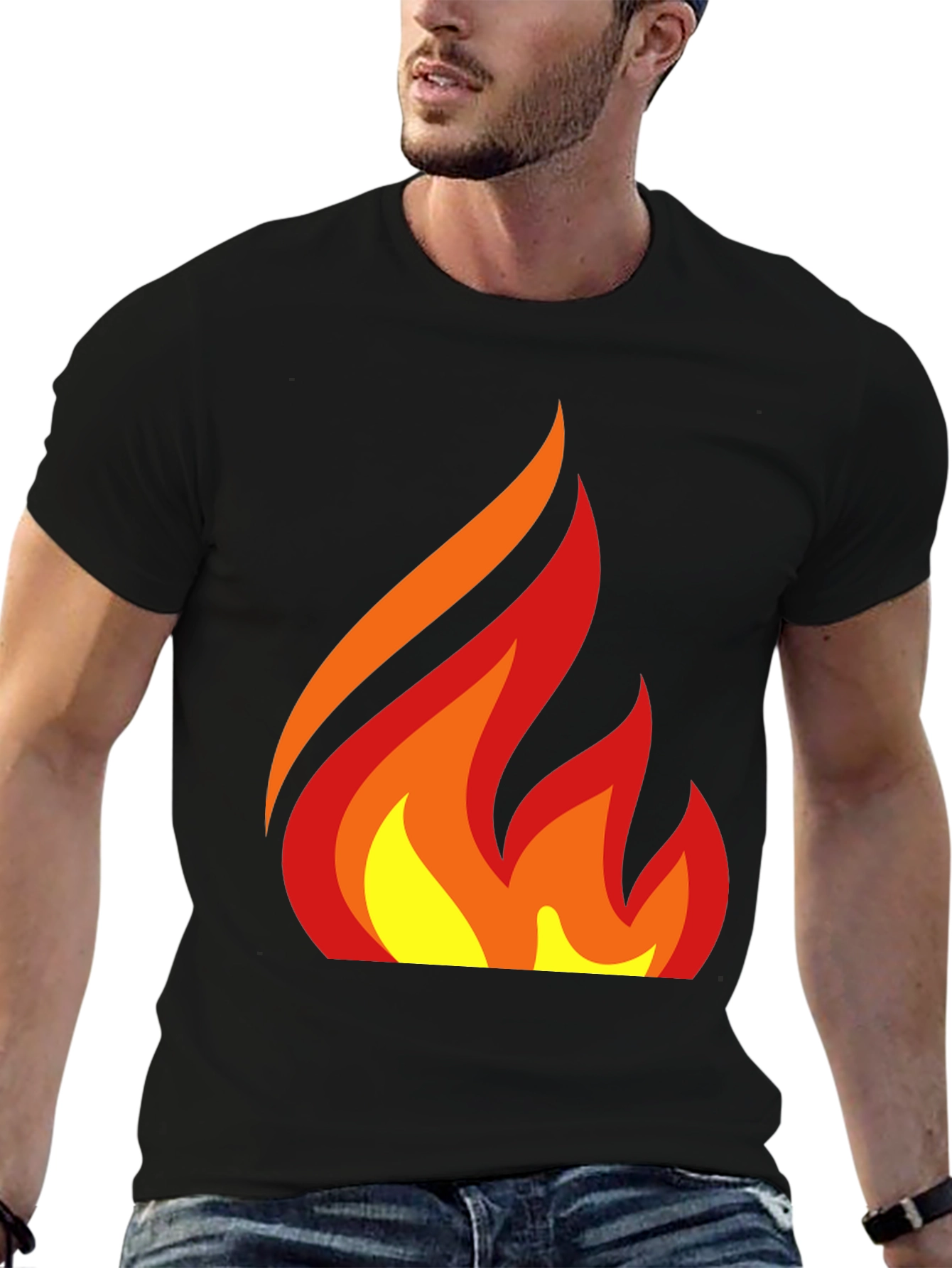 Fiery Graphic Tee - Bold Flame Design
