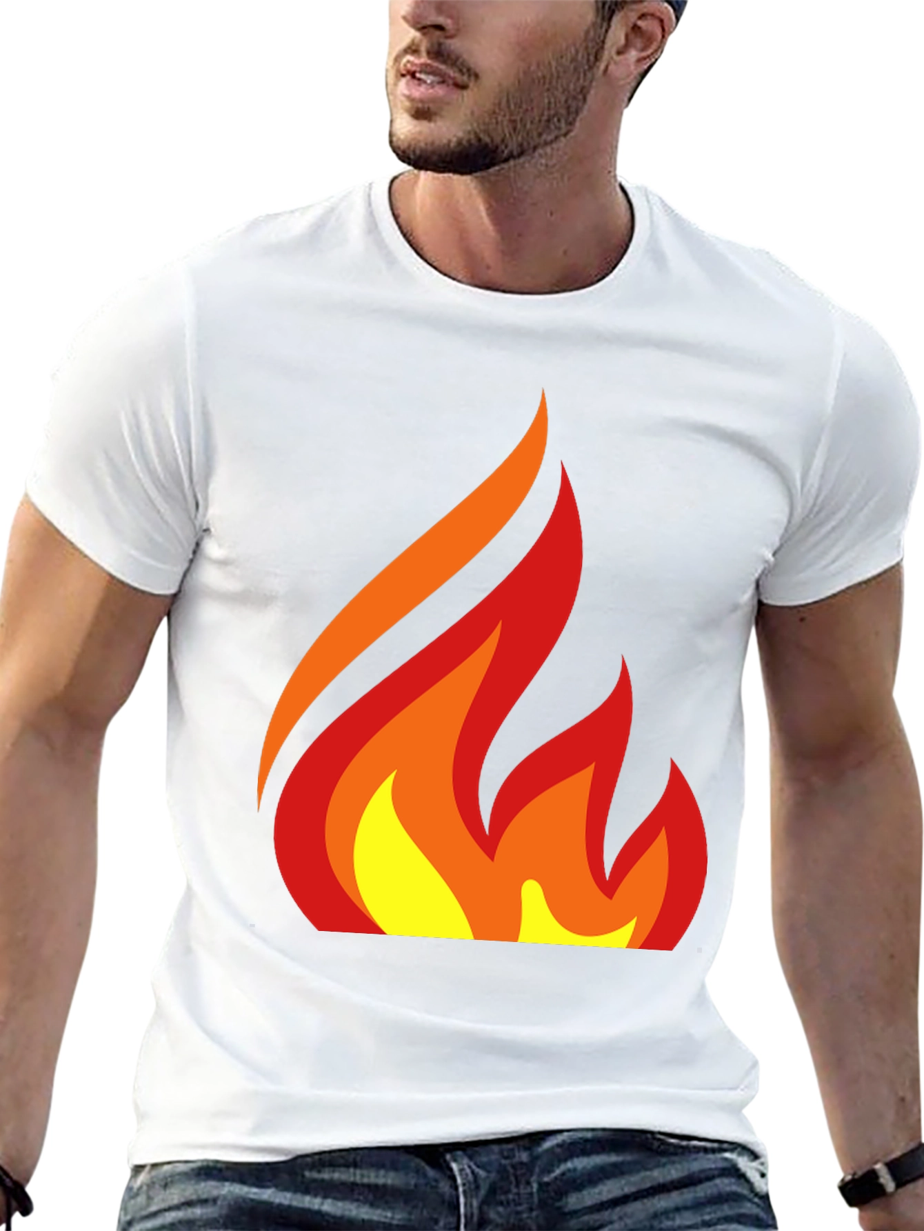 Fiery Graphic Tee - Bold Flame Design