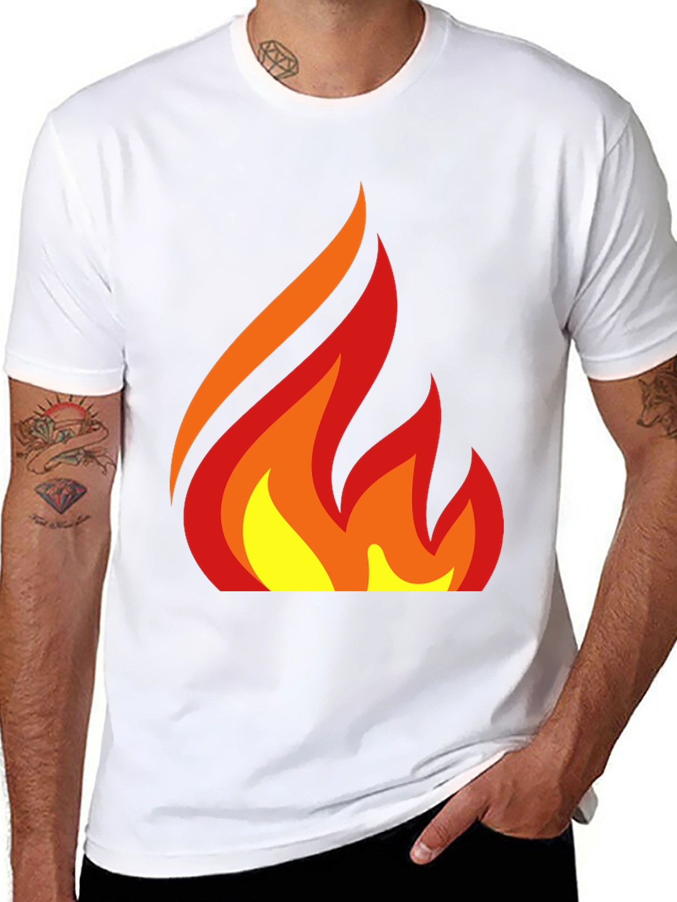 Fiery Graphic Tee - Bold Flame Design