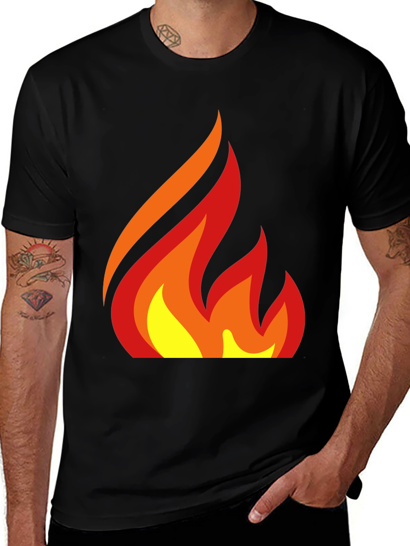 Fiery Graphic Tee - Bold Flame Design