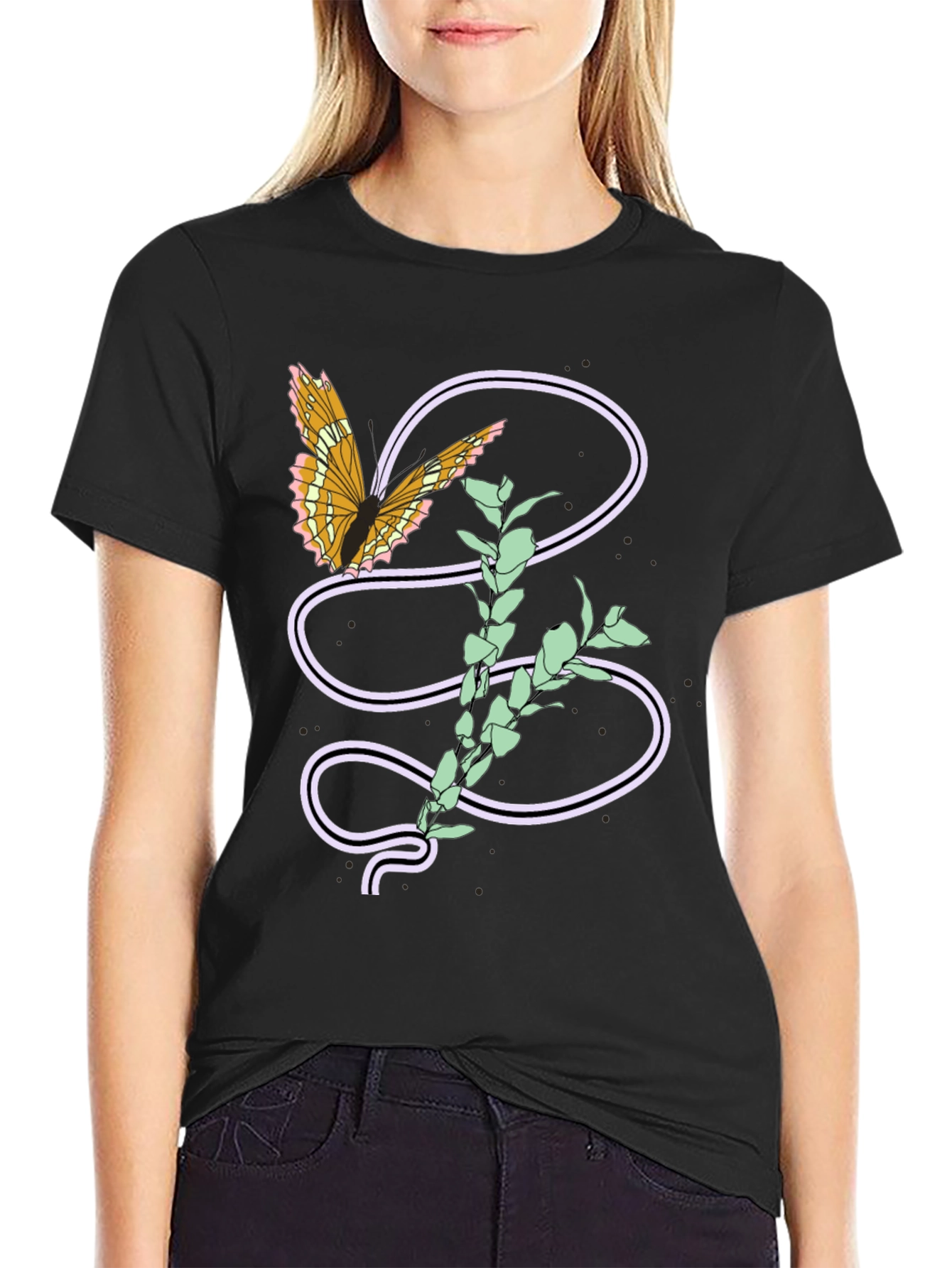 Butterfly and Plant Graphic Tee