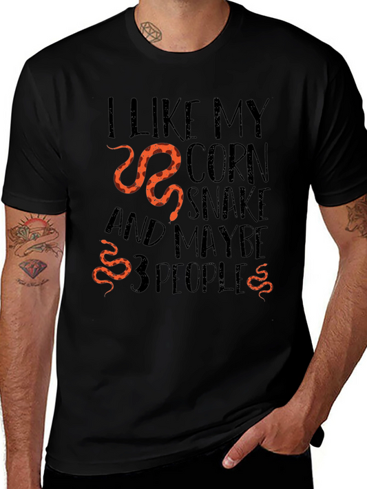 I Like My Corn Snake and Maybe 3 People Black T-Shirt