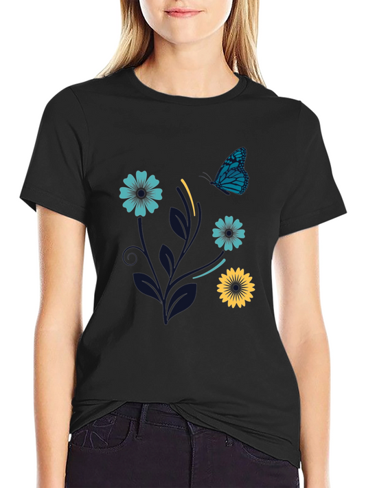 Floral Butterfly Graphic Tee - Stylish Comfort
