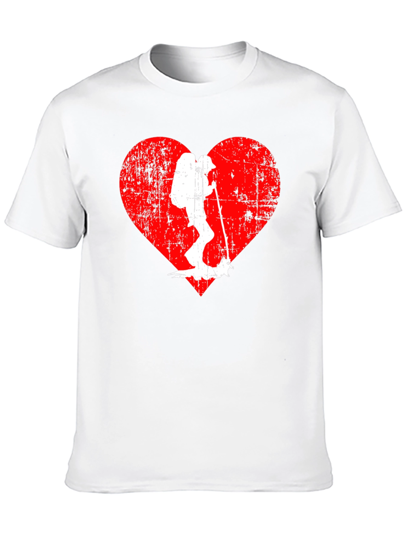 Hiking Heart Graphic Tee - Black Cotton T-Shirt