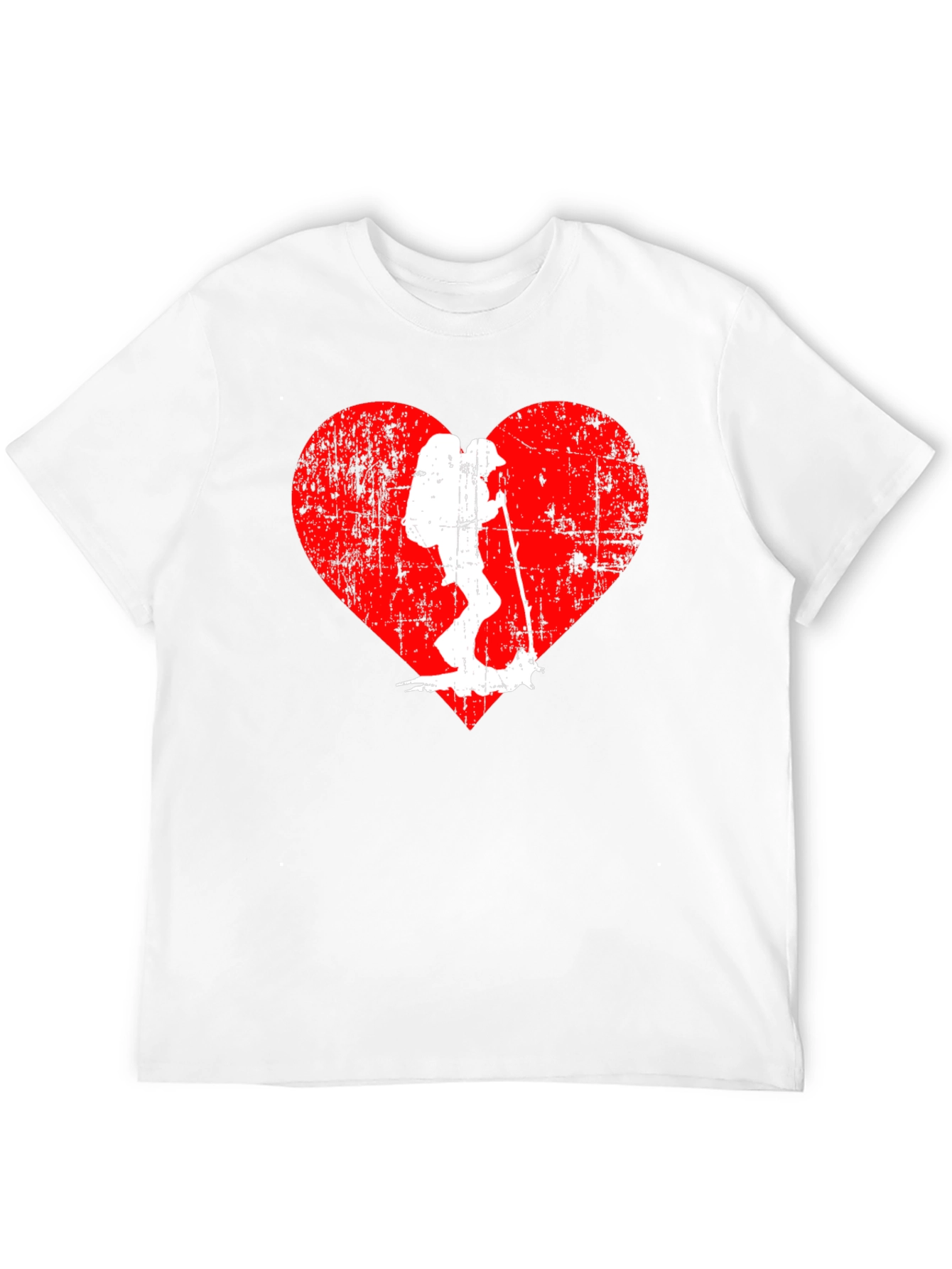 Hiking Heart Graphic Tee - Black Cotton T-Shirt
