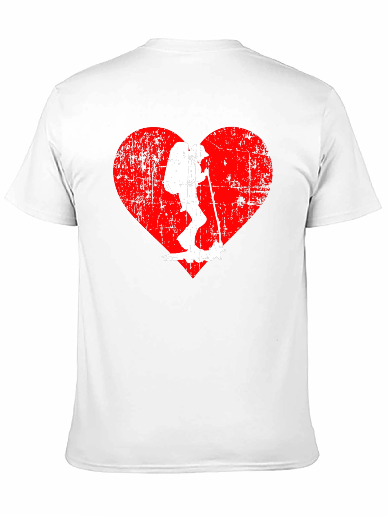 Hiking Heart Graphic Tee - Black Cotton T-Shirt