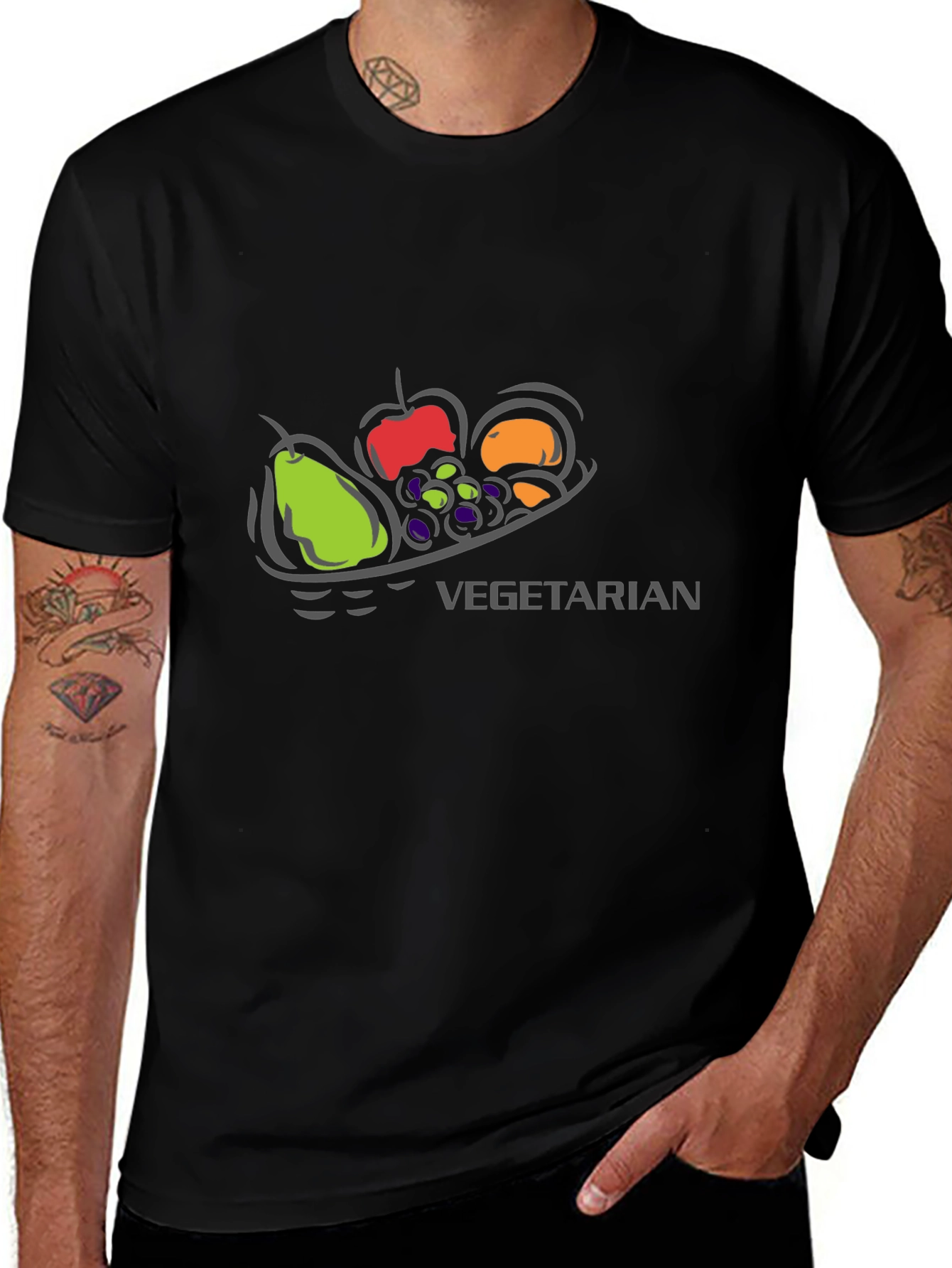 Vegetarian Fruit T-Shirt - Black