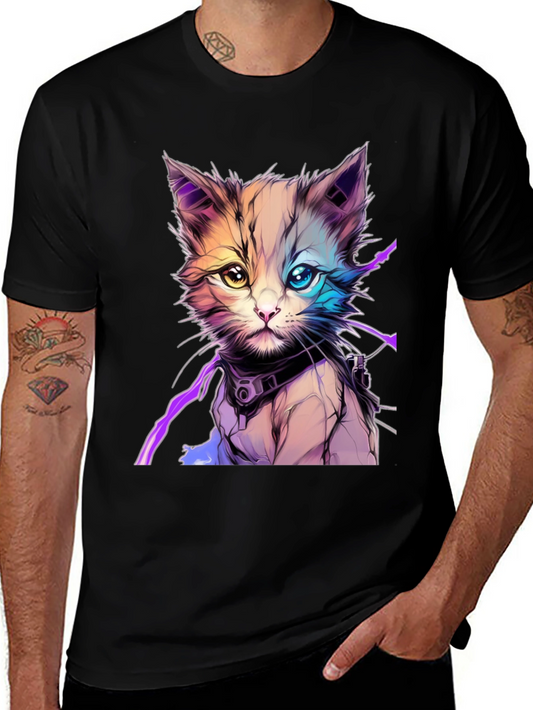 Cyberpunk Kitten Graphic T-Shirt - Unique Cat Design