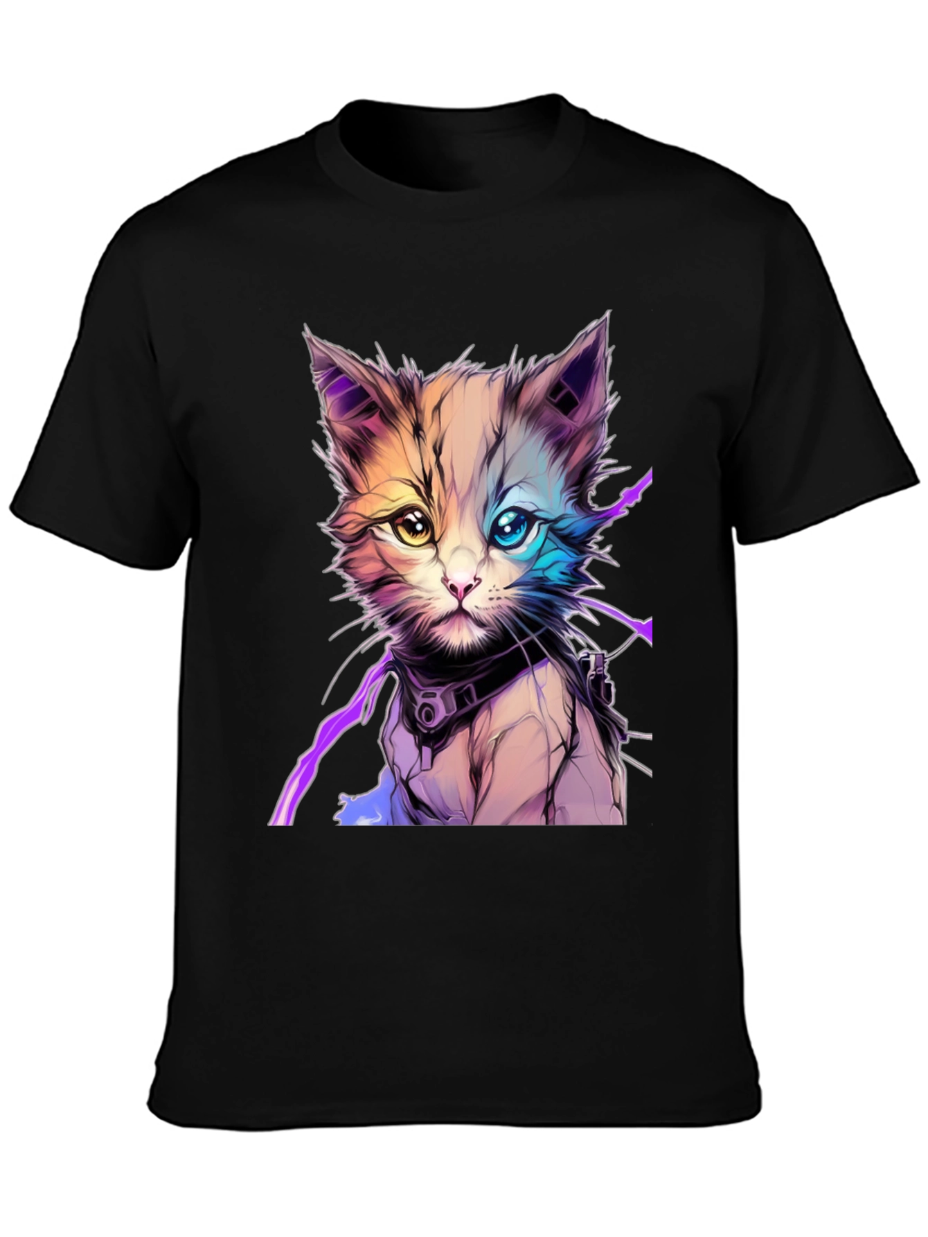 Cyberpunk Kitten Graphic T-Shirt - Unique Cat Design