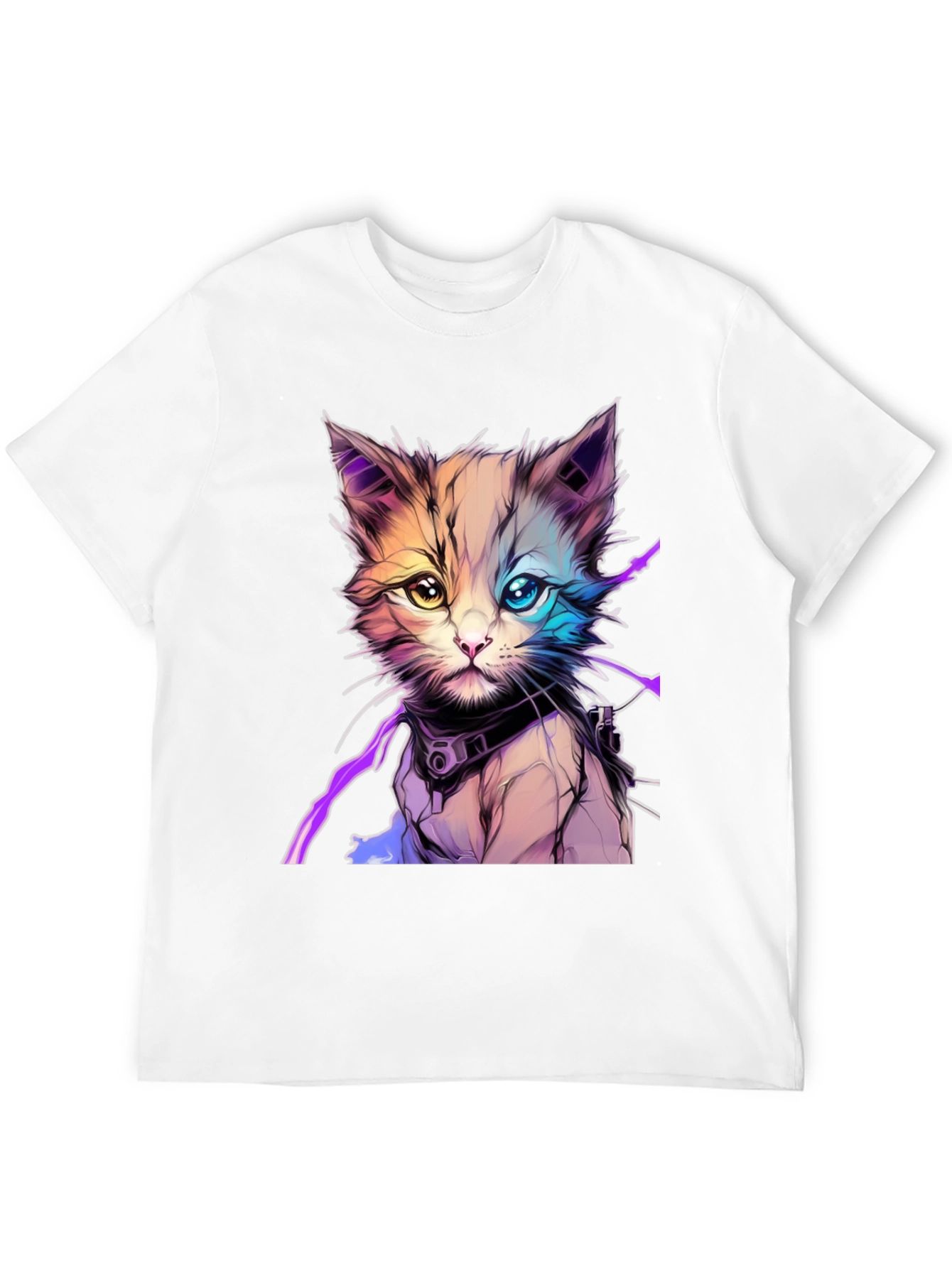 Cyberpunk Kitten Graphic T-Shirt - Unique Cat Design