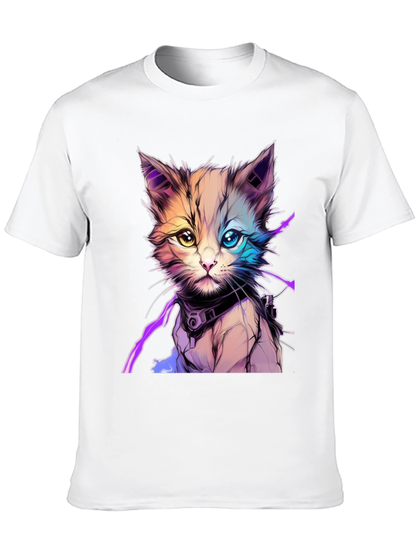 Cyberpunk Kitten Graphic T-Shirt - Unique Cat Design