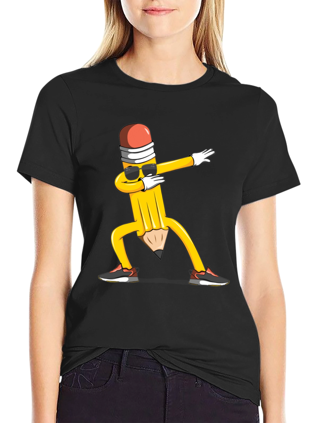 Dabbing Pencil Black T-Shirt - Fun Graphic Tee