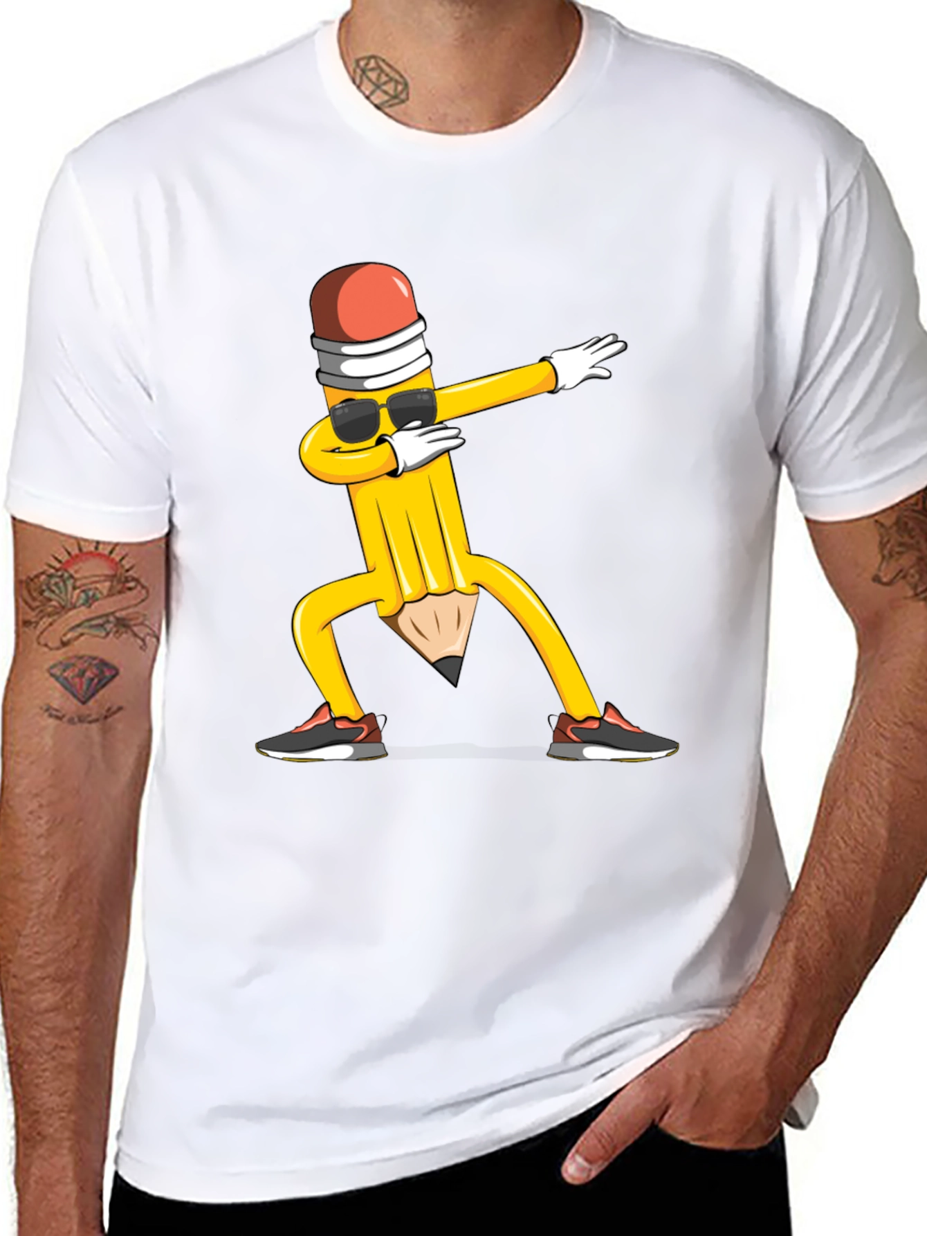 Dabbing Pencil Black T-Shirt - Fun Graphic Tee