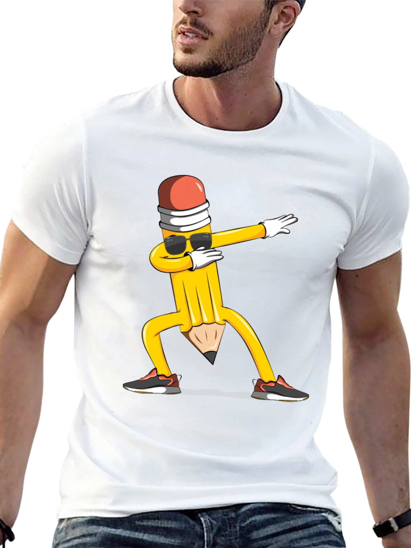 Dabbing Pencil Black T-Shirt - Fun Graphic Tee