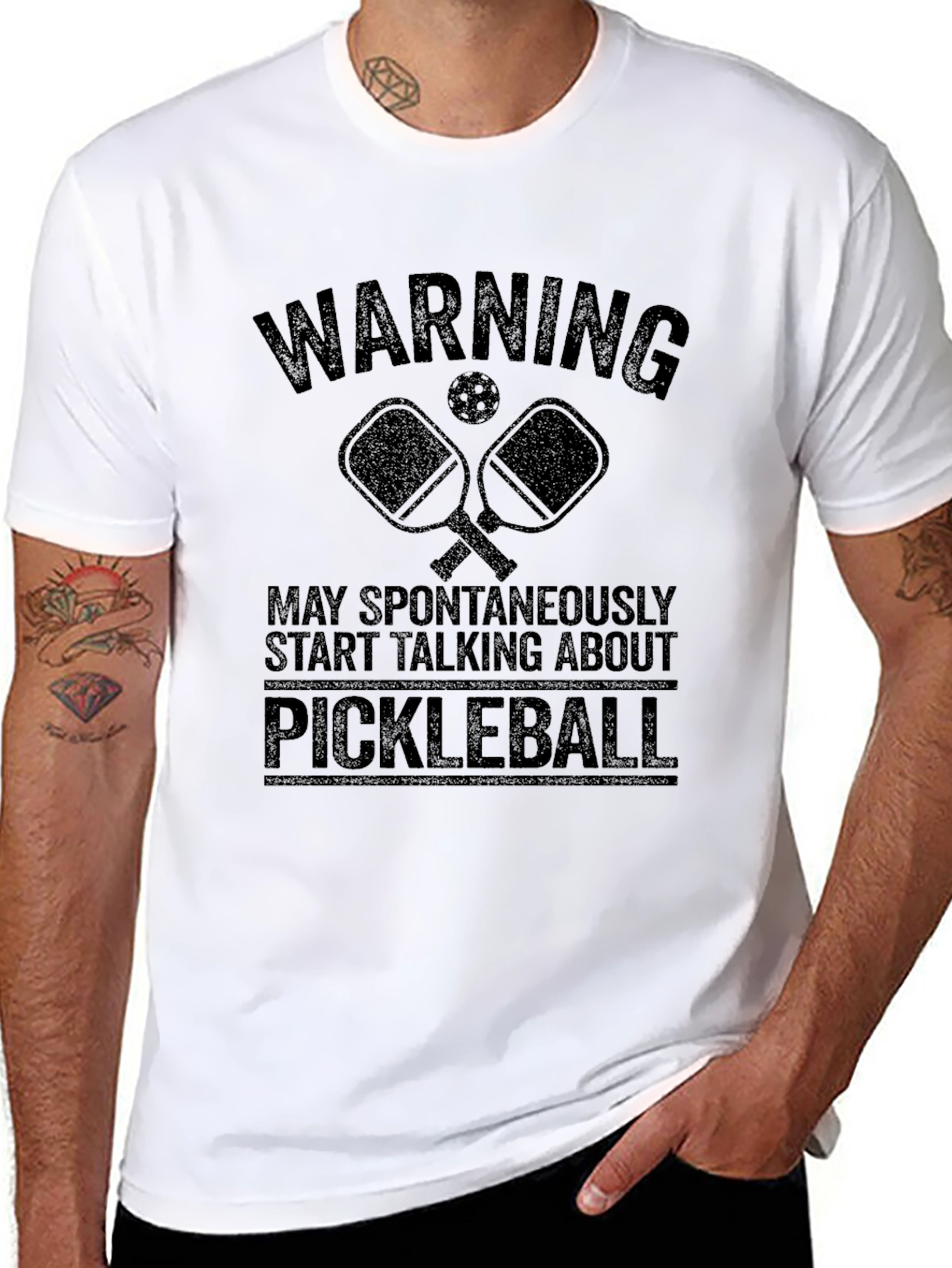 Warning Pickleball Black T-Shirt Funny Gift